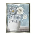 thumbnail image 1 of Stupell Industries Round Flower Blossom Bouquet Blue Paint Speckles Painting Luster Gray Floating Framed Canvas Print Wall Art, Design by Kim Allen, 1 of 6