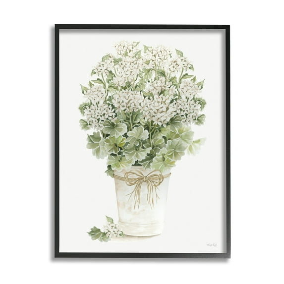 Stupell Industries Round Flower Bouquet Small White Dainty Petals Painting Black Framed Art Print Wall Art, Design by Cindy Jacobs