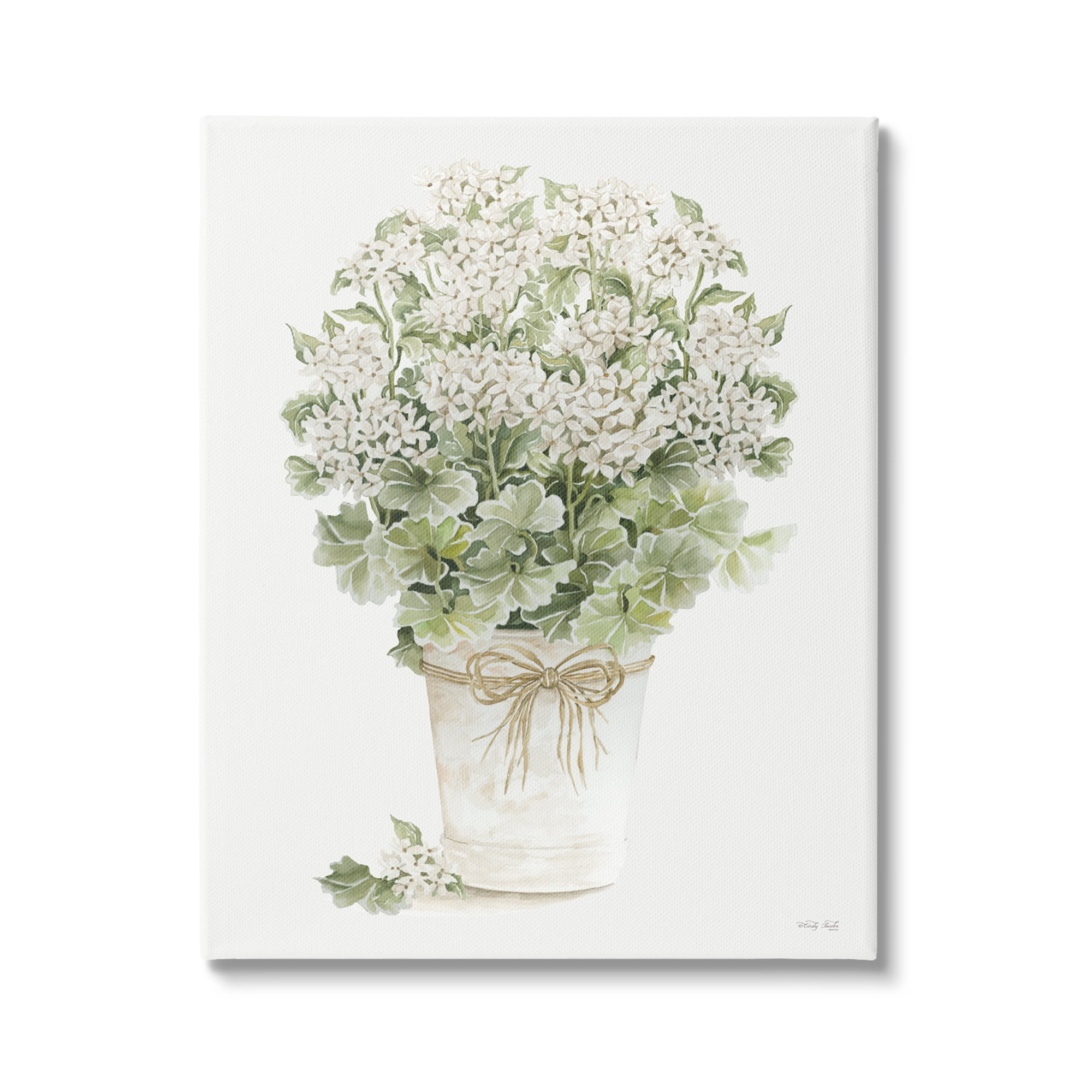 Stupell Industries Round Flower Bouquet Small White Dainty Petals Painting Gallery Wrapped Canvas Print Wall Art, Design by Cindy Jacobs