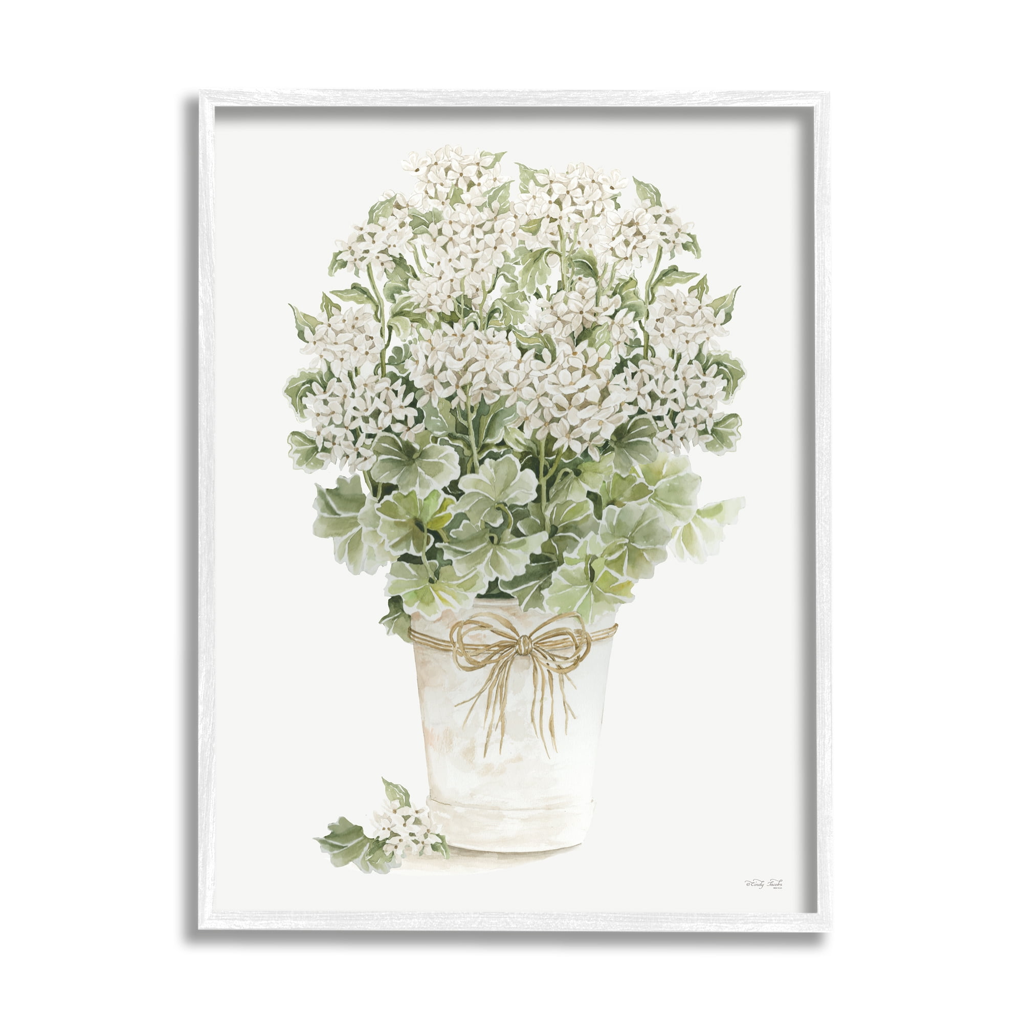 Stupell Industries Round Flower Bouquet Small White Dainty Petals Painting White Framed Art Print Wall Art, Design by Cindy Jacobs