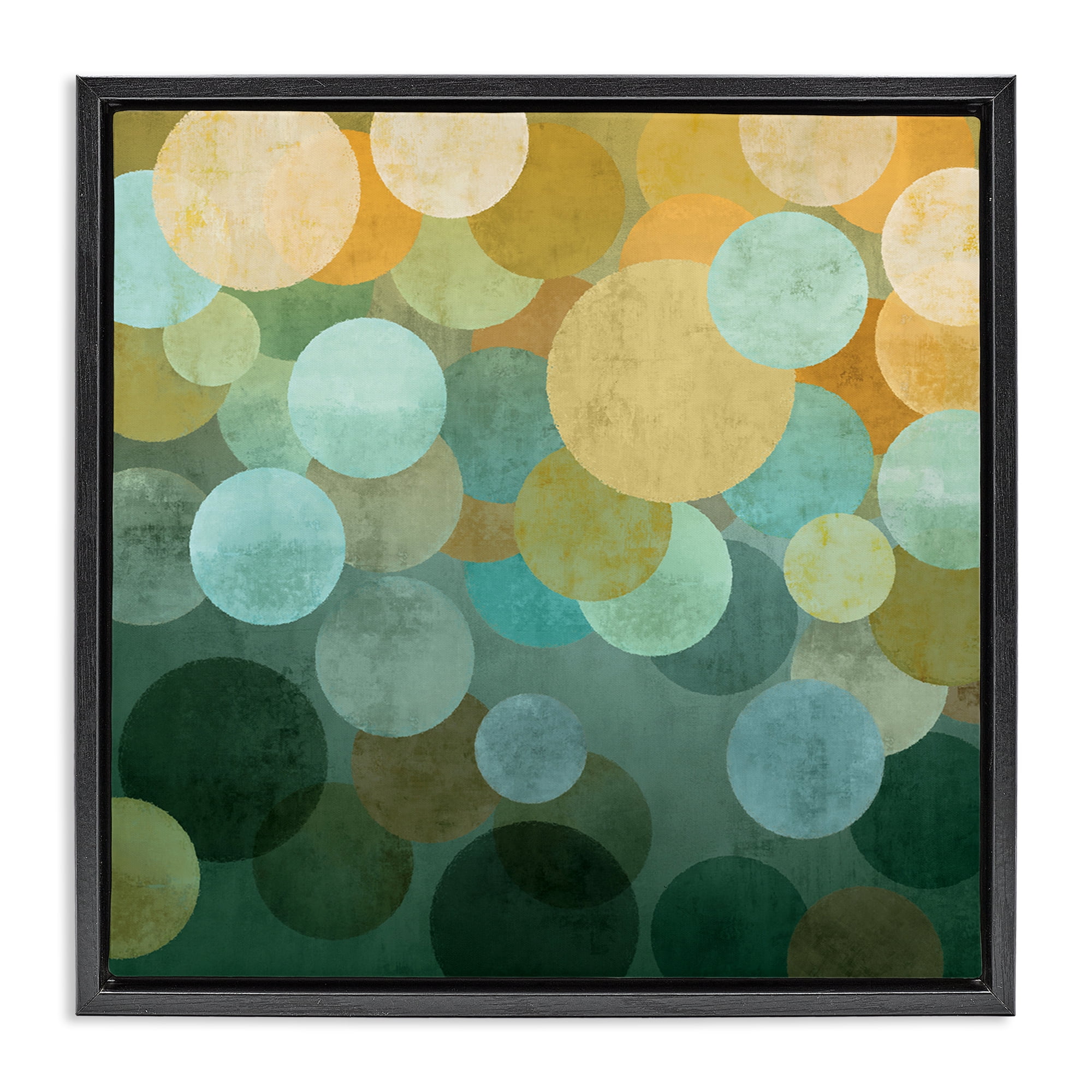 Stupell Industries Round Layered Circles Abstract Painting Black Floater Framed Canvas Art Print Wall Art, 25 x 25