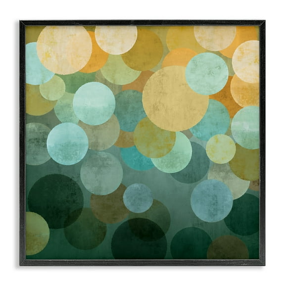 Stupell Industries Round Layered Circles Abstract Painting Black Framed Art Print Wall Art, 12 x 12