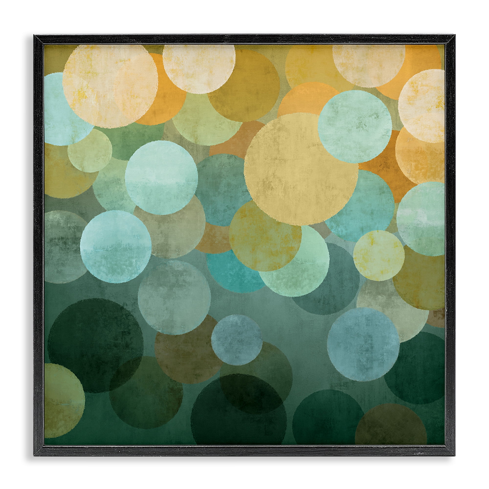 Stupell Industries Round Layered Circles Abstract Painting Black Framed Art Print Wall Art, 17 x 17