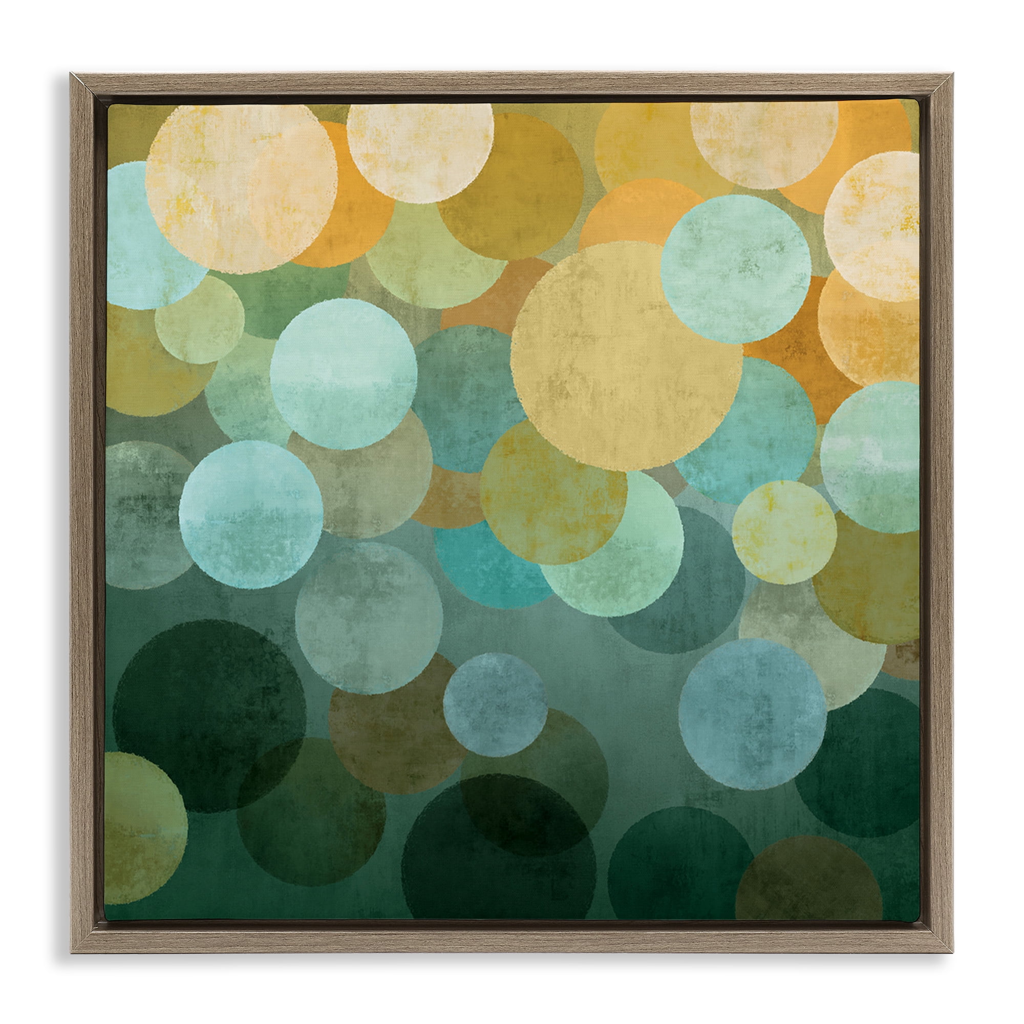 Stupell Industries Round Layered Circles Abstract Painting Brown Floater Framed Canvas Art Print Wall Art, 25 x 25