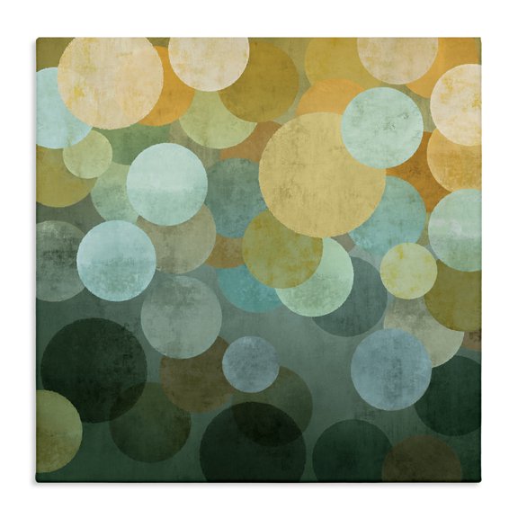 Stupell Industries Round Layered Circles Abstract Painting Gallery Wrapped Canvas Art Print Wall Art, 30 x 30