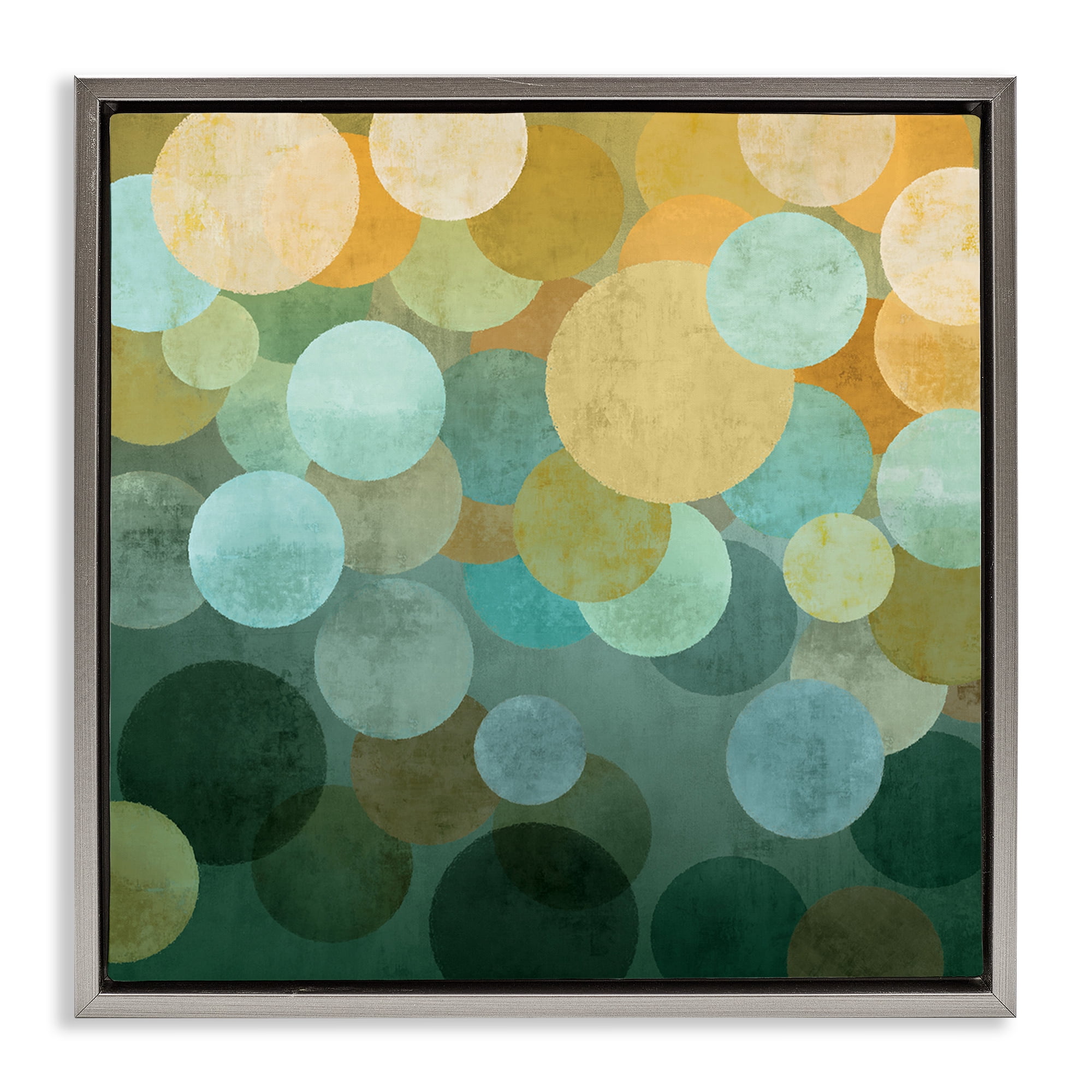 Stupell Industries Round Layered Circles Abstract Painting Gray Floater Framed Canvas Art Print Wall Art, 18 x 18