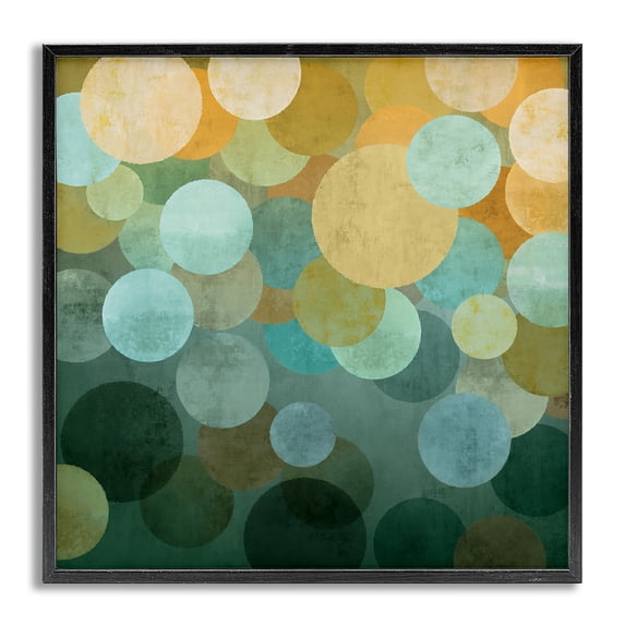 Stupell Industries Round Layered Circles Abstract Painting Gray Framed Art Print Wall Art, 24 x 24