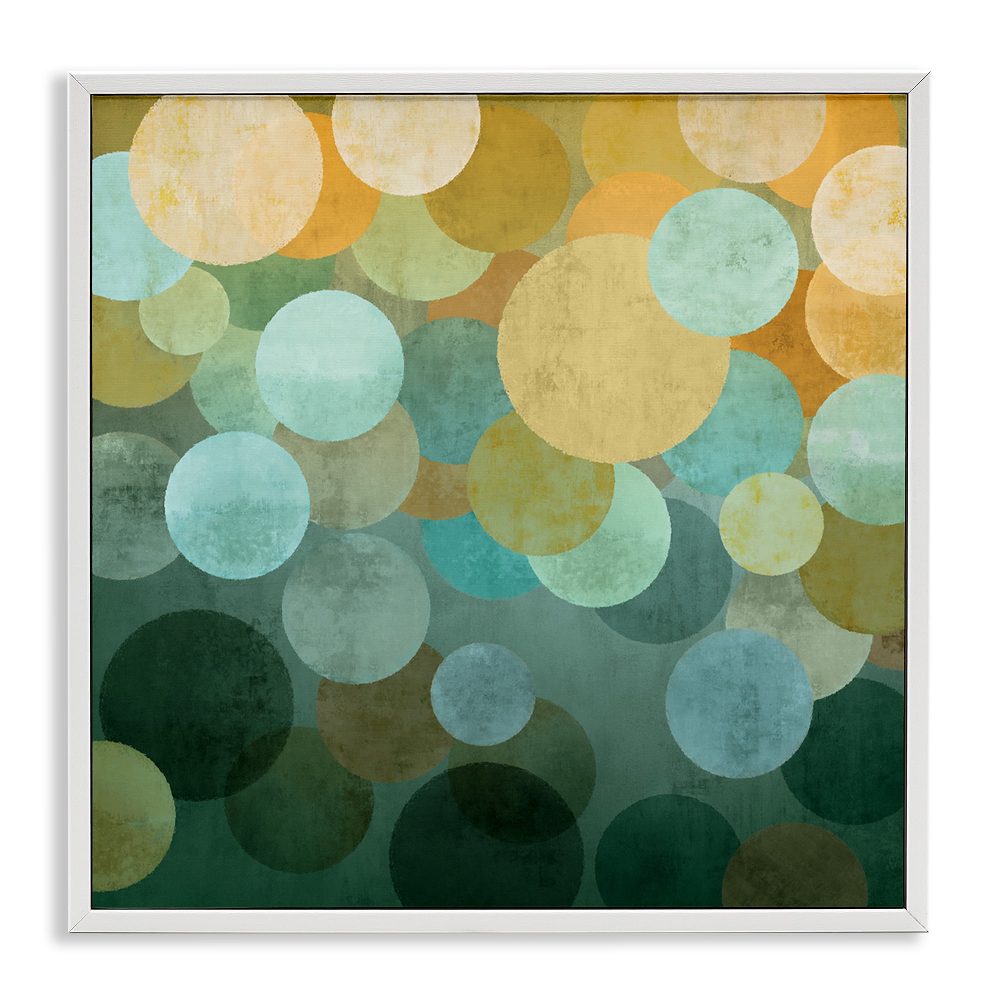 Stupell Industries Round Layered Circles Abstract Painting White Framed Art Print Wall Art, 24 x 24