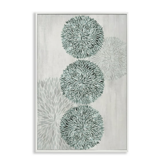 Stupell Industries Round Leafy Whirl White Framed Giclee Art design by Hannah Dawson, 30 x 20