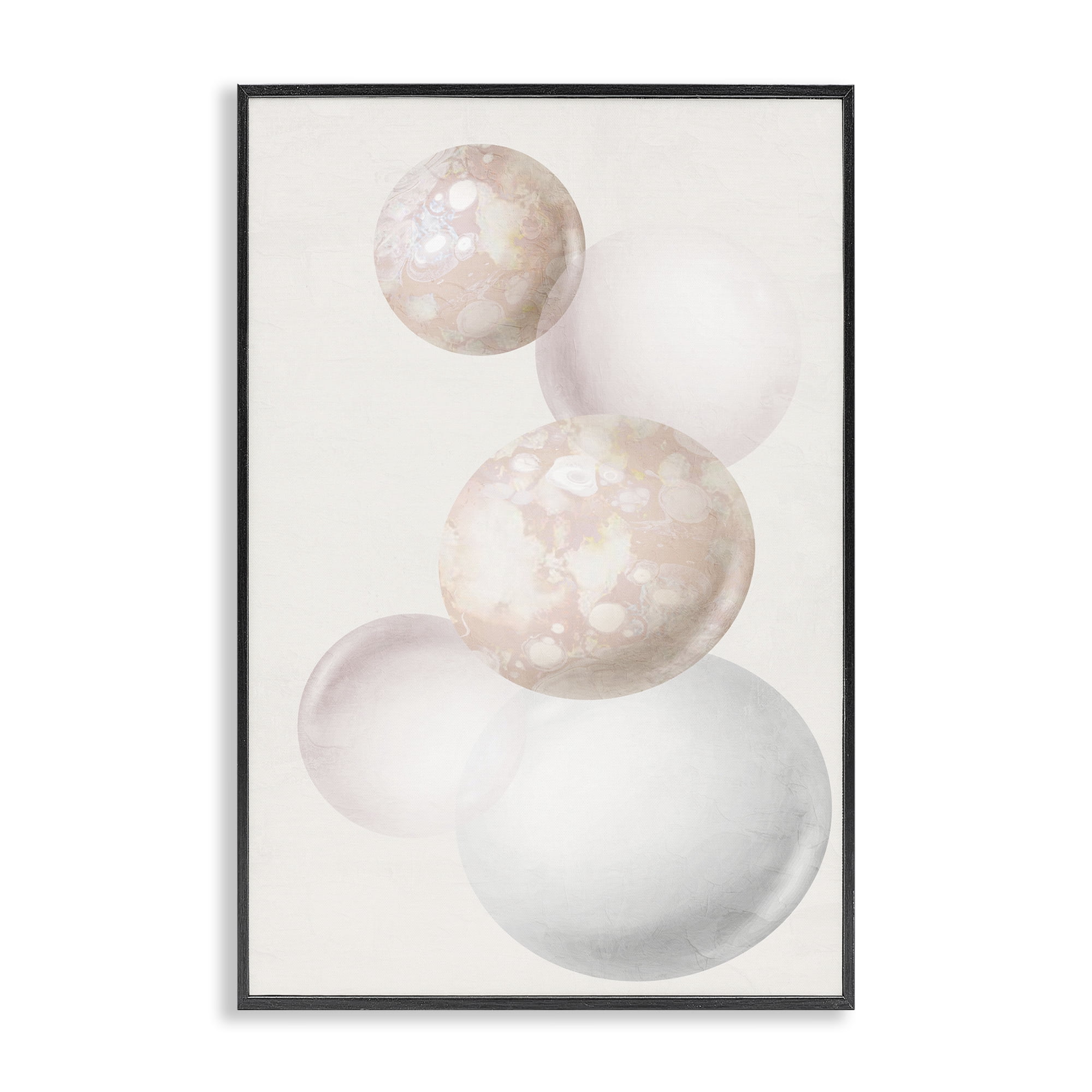 Stupell Industries Round Neutral Orbs Abstract Painting Black Framed Art Print Wall Art, 16 x 24