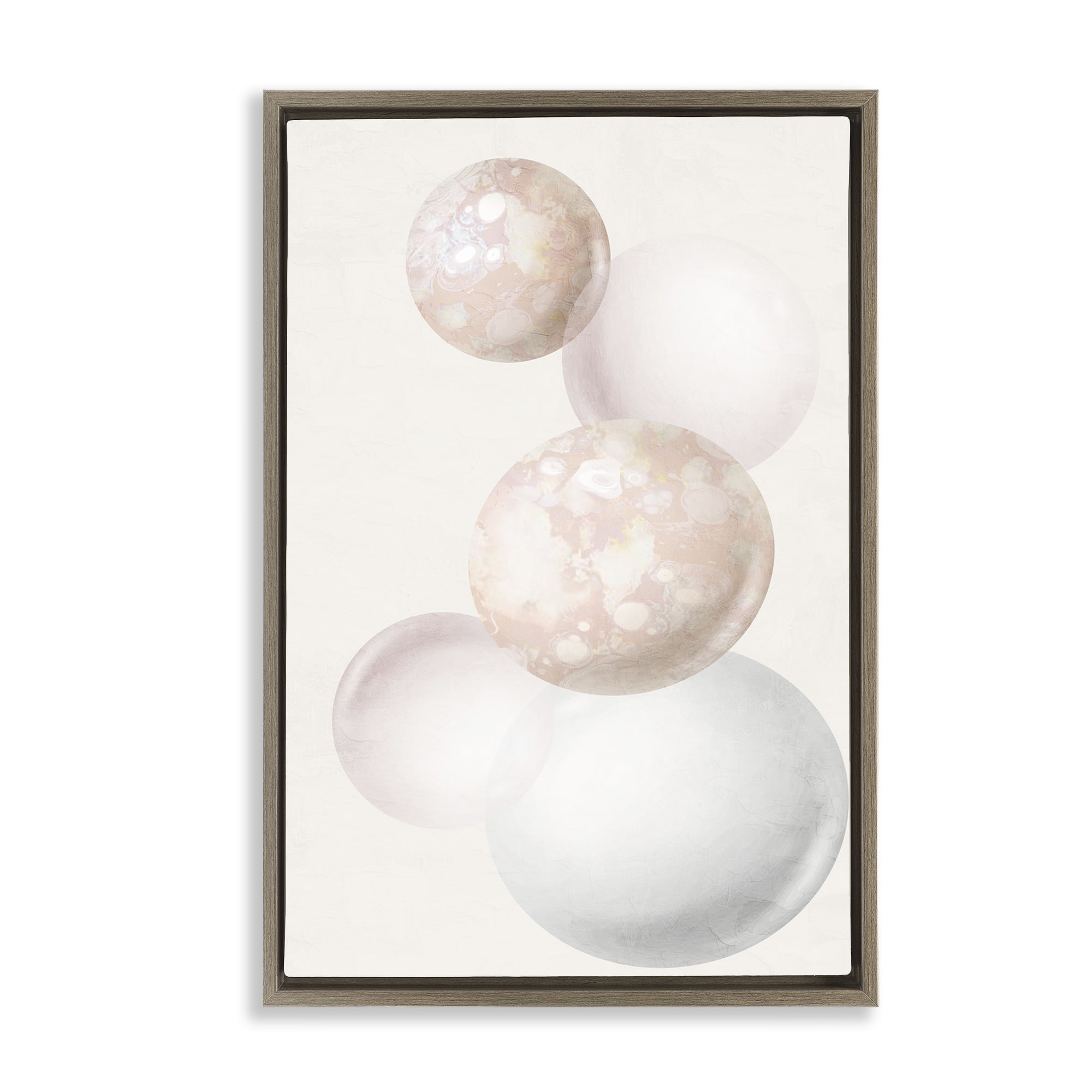 Stupell Industries Round Neutral Orbs Abstract Painting Brown Floater Framed Canvas Art Print Wall Art, 17 x 25