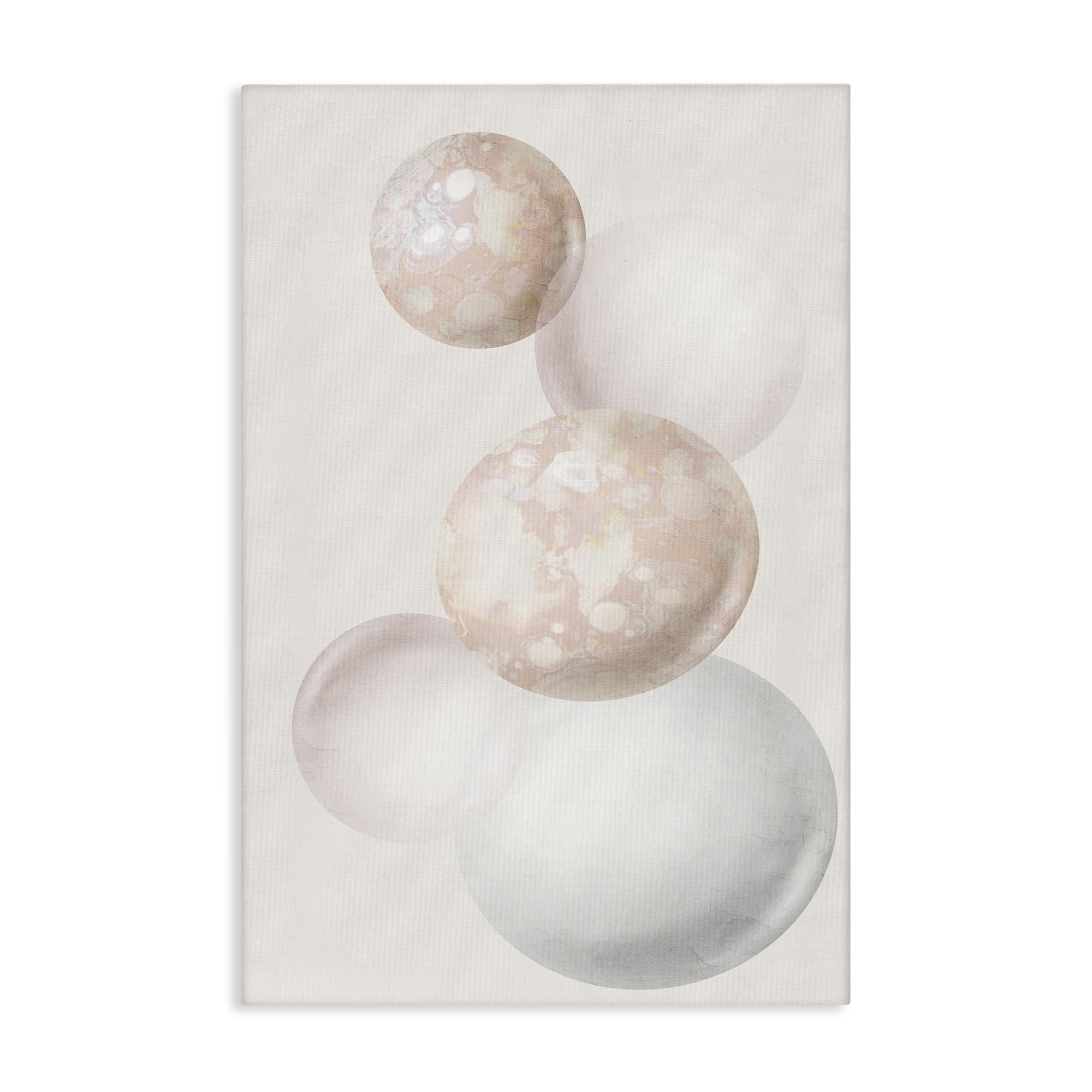 Stupell Industries Round Neutral Orbs Abstract Painting Gallery Wrapped Canvas Art Print Wall Art, 30 x 45