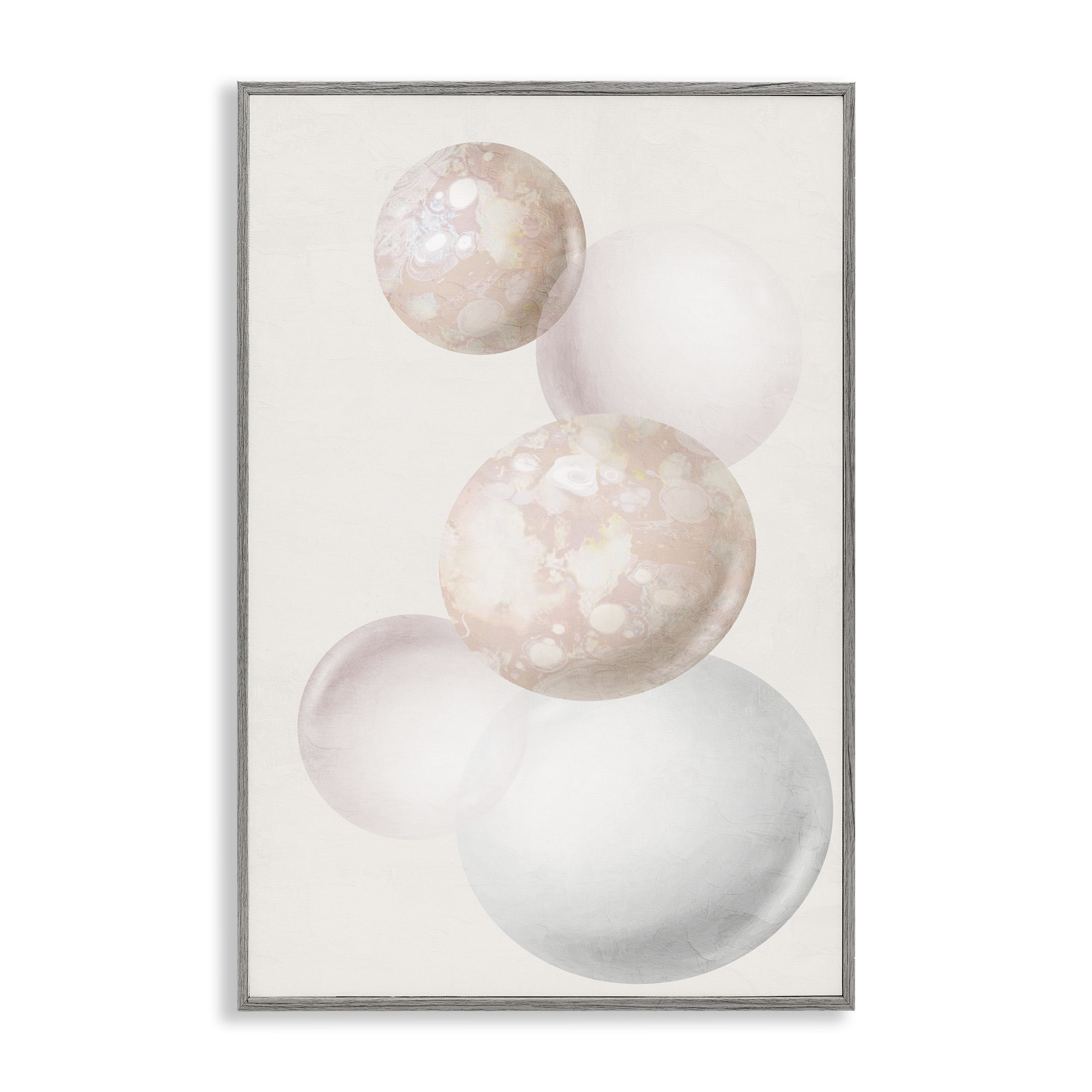Stupell Industries Round Neutral Orbs Abstract Painting Gray Framed Art Print Wall Art, 20 x 30