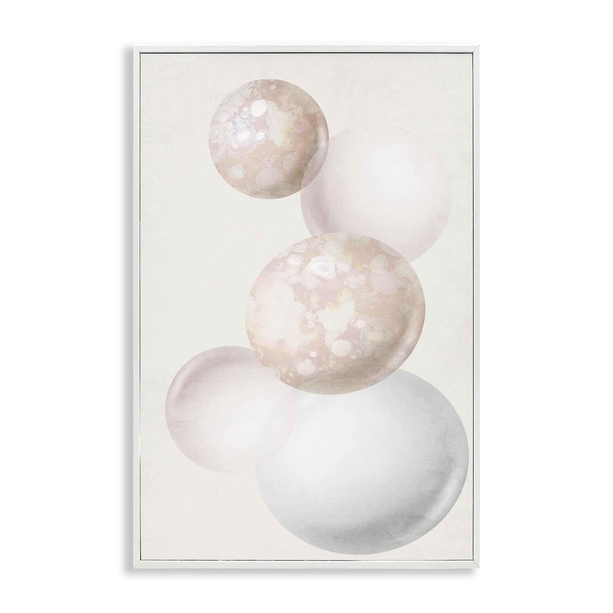 Stupell Industries Round Neutral Orbs Abstract Painting White Framed Art Print Wall Art, 16 x 24