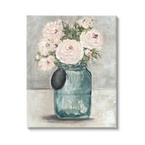 Stupell Industries Round Pink Blossoms Rustic Country Jar Vase Painting Gallery Wrapped Canvas Print Wall Art, Design by Julie Norkus