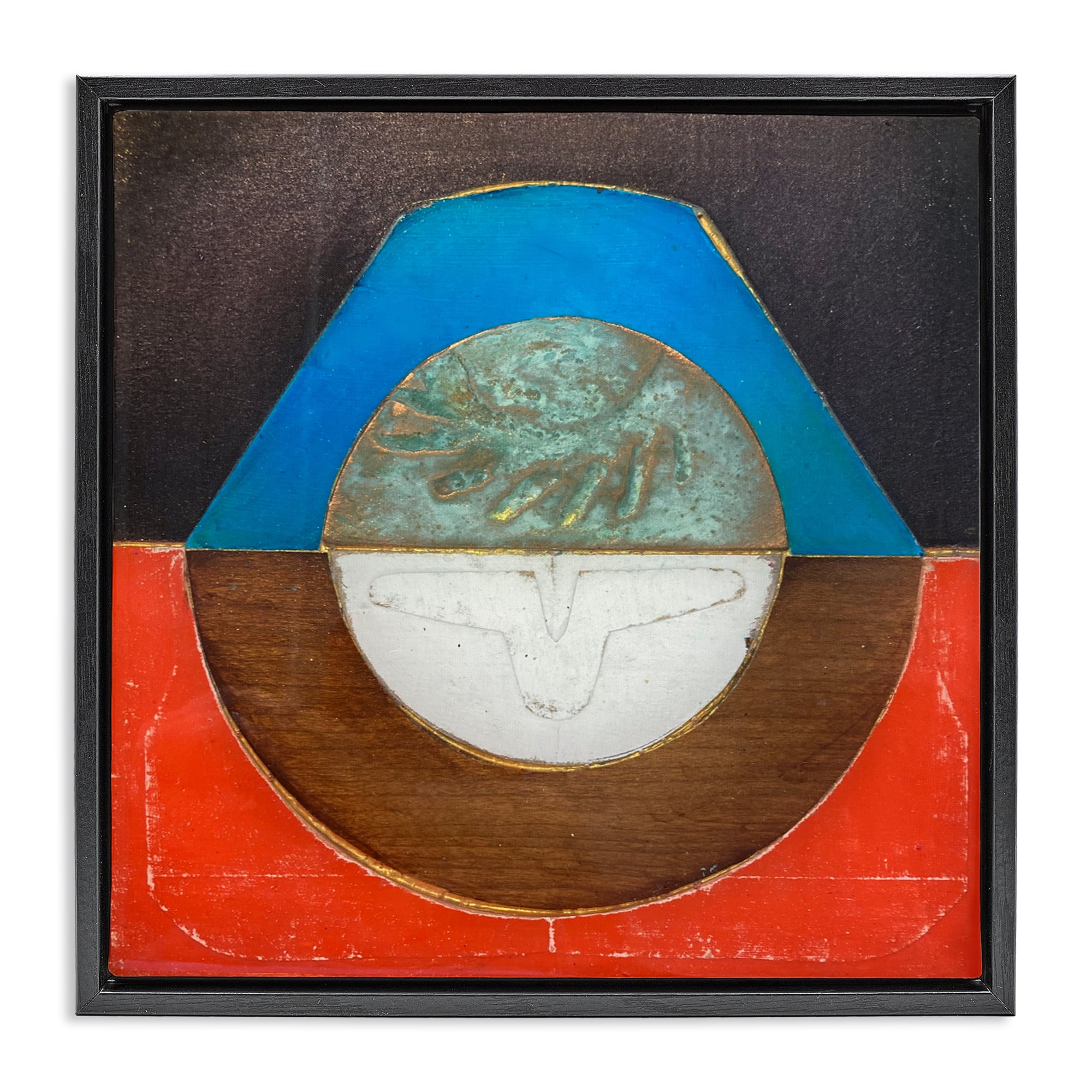 Stupell Industries Round Rustic Symmetry Black Framed Floater Canvas Wall Art, design by Matthew Finger
