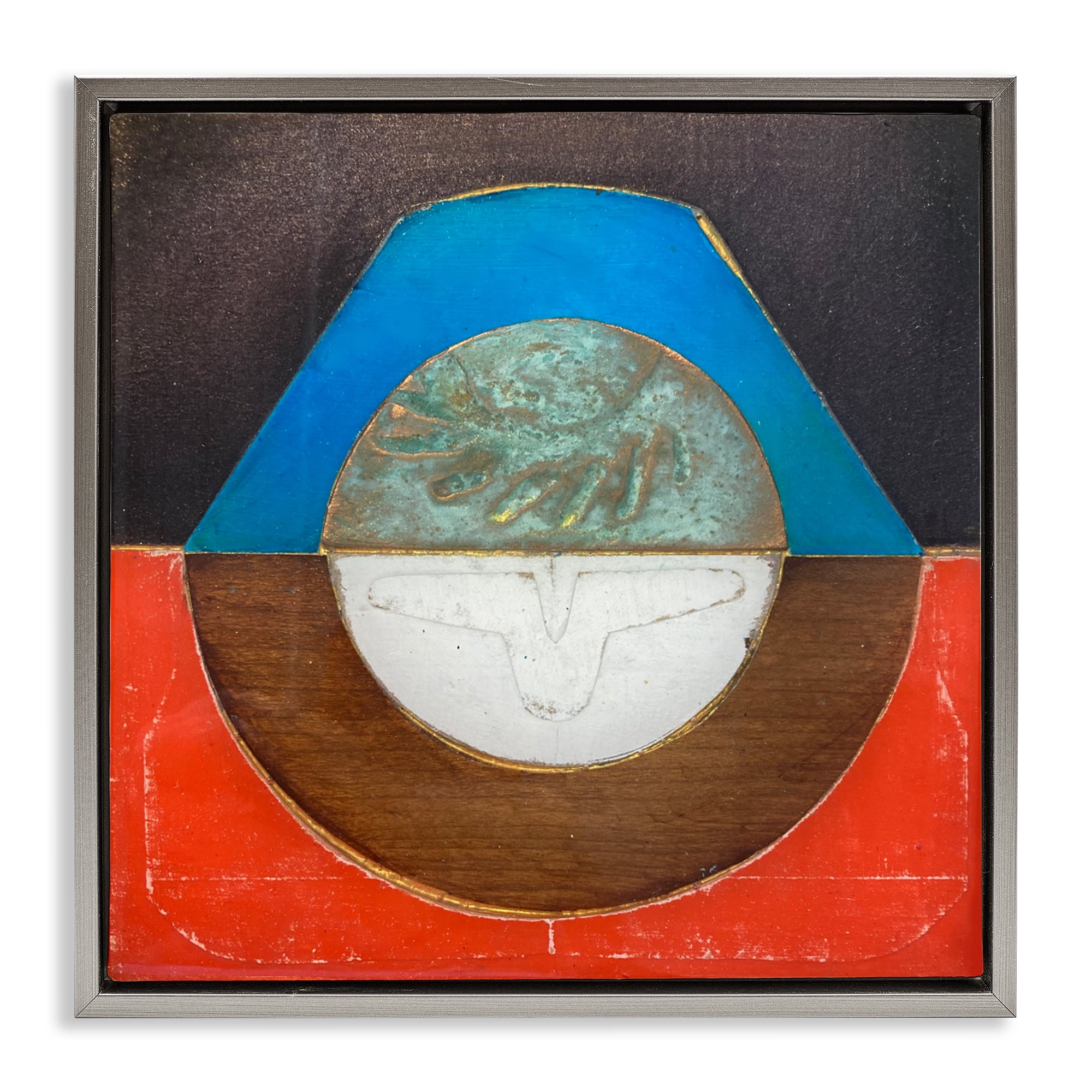 Stupell Industries Round Rustic Symmetry Gray Framed Floater Canvas Wall Art, design by Matthew Finger