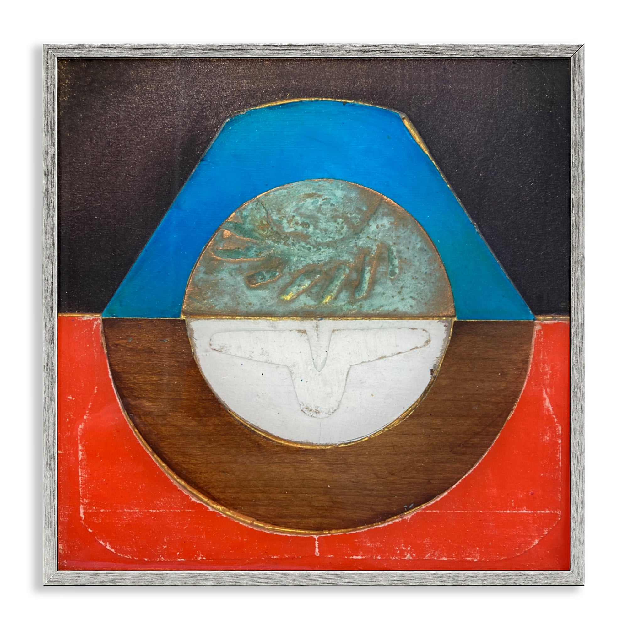 Stupell Industries Round Rustic Symmetry Gray Framed Giclee Art, design by Matthew Finger