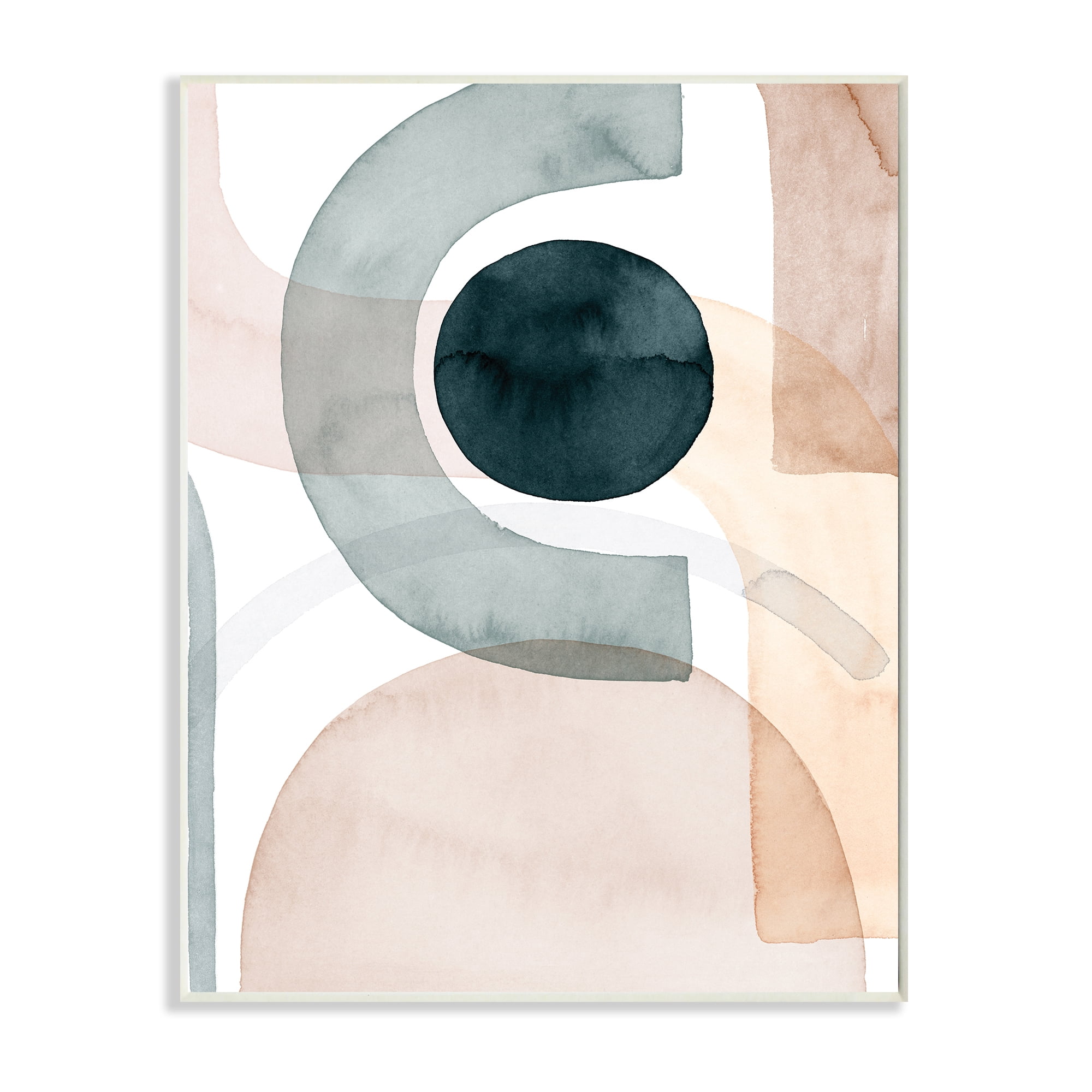 Stupell Industries Round Shape Fragments Abstract Blue Brown Arches Abstract Painting Unframed Art Print Wall Art, 10 x 15