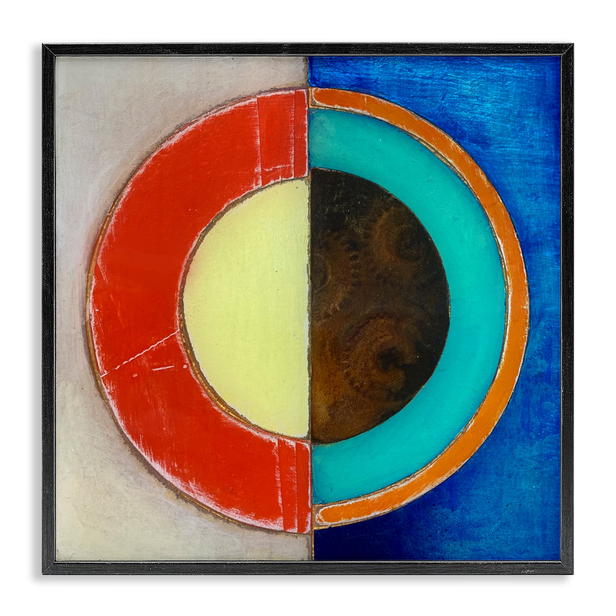 Stupell Industries Round Structured Color Block Black Framed Giclee Art, design by Matthew Finger