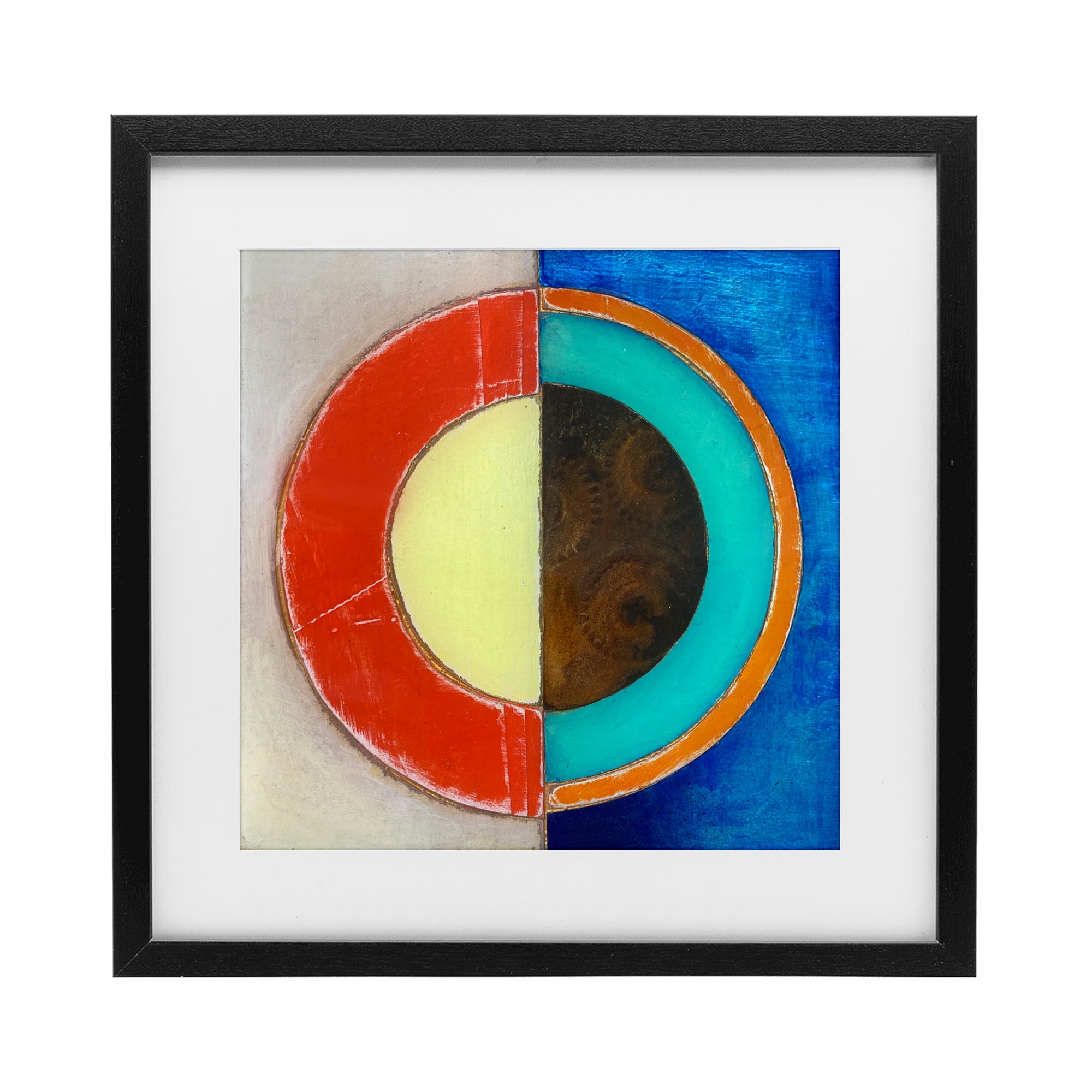 Stupell Industries Round Structured Color Block Black Framed Print Under Glass, design by Matthew Finger