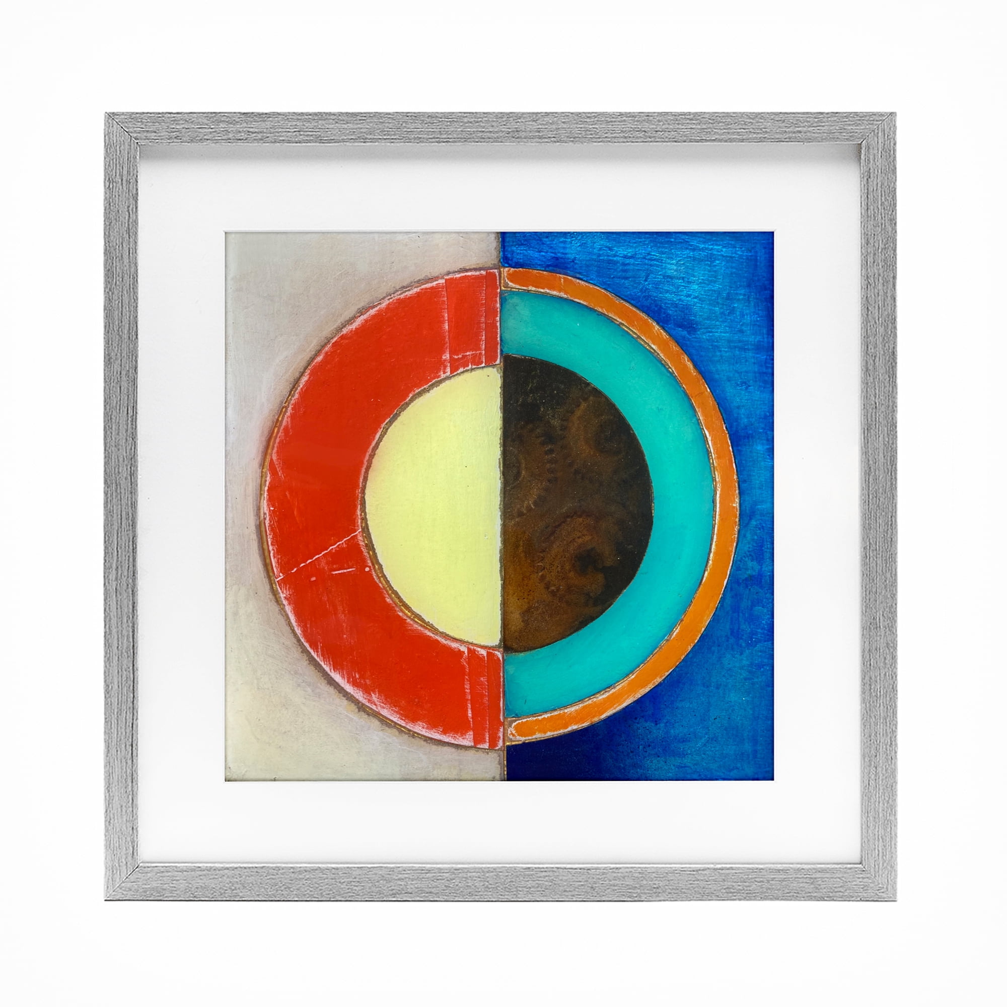 Stupell Industries Round Structured Color Block Gray Framed Print Under Glass, design by Matthew Finger