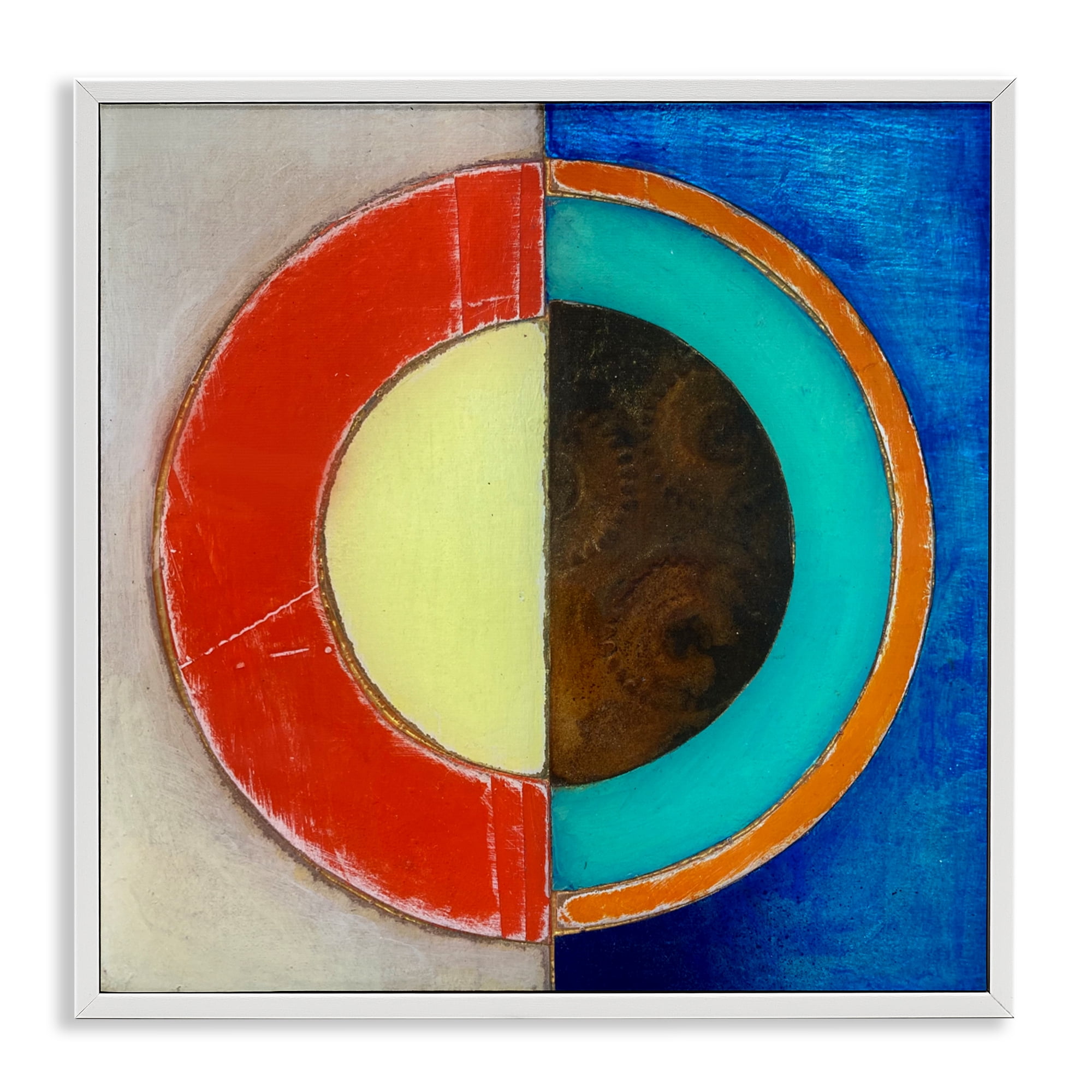Stupell Industries Round Structured Color Block White Framed Giclee Art, design by Matthew Finger