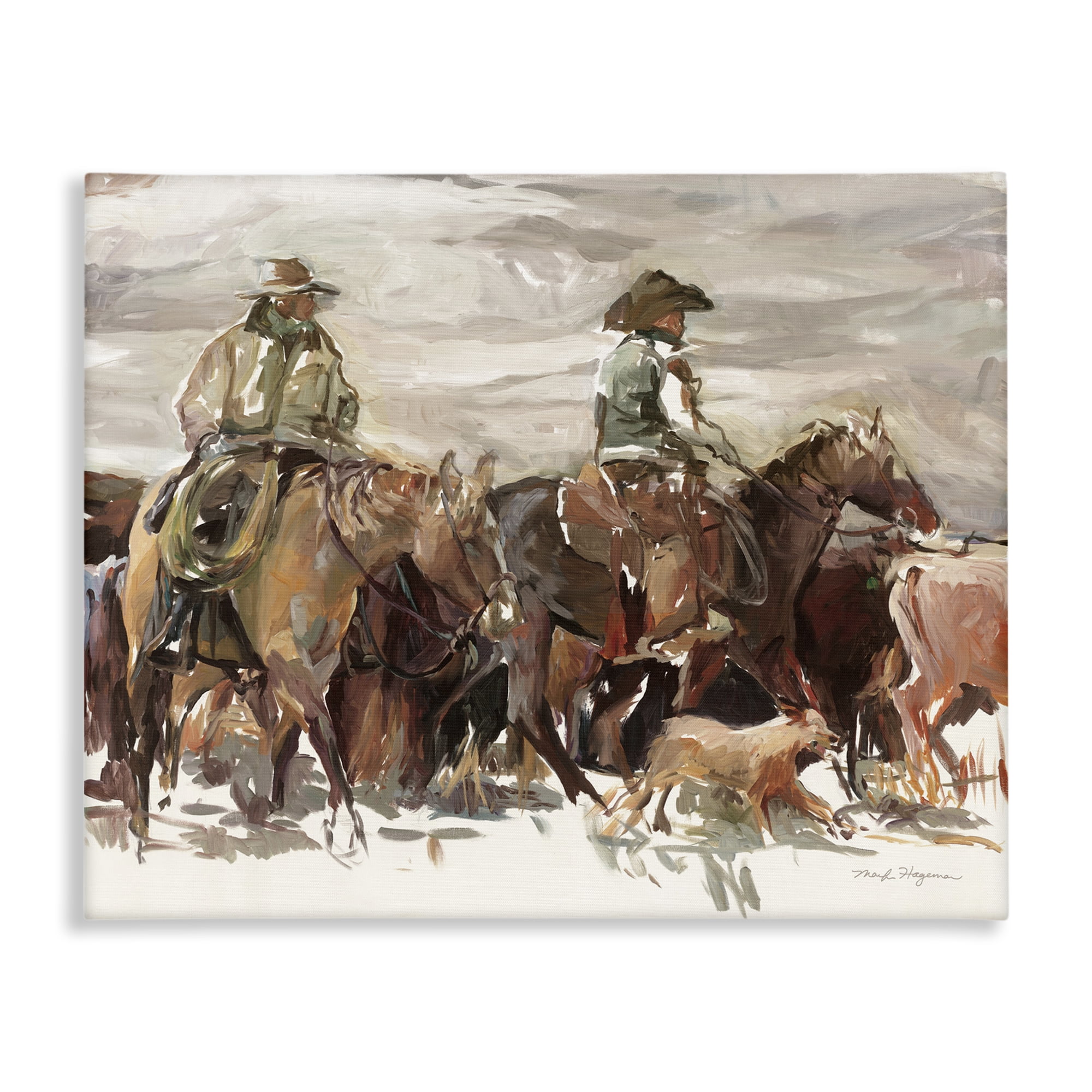 Stupell Industries Round Up Cowboys Animals & Insects Painting Gallery Wrapped Canvas Art Print Wall Art, 48 x 36
