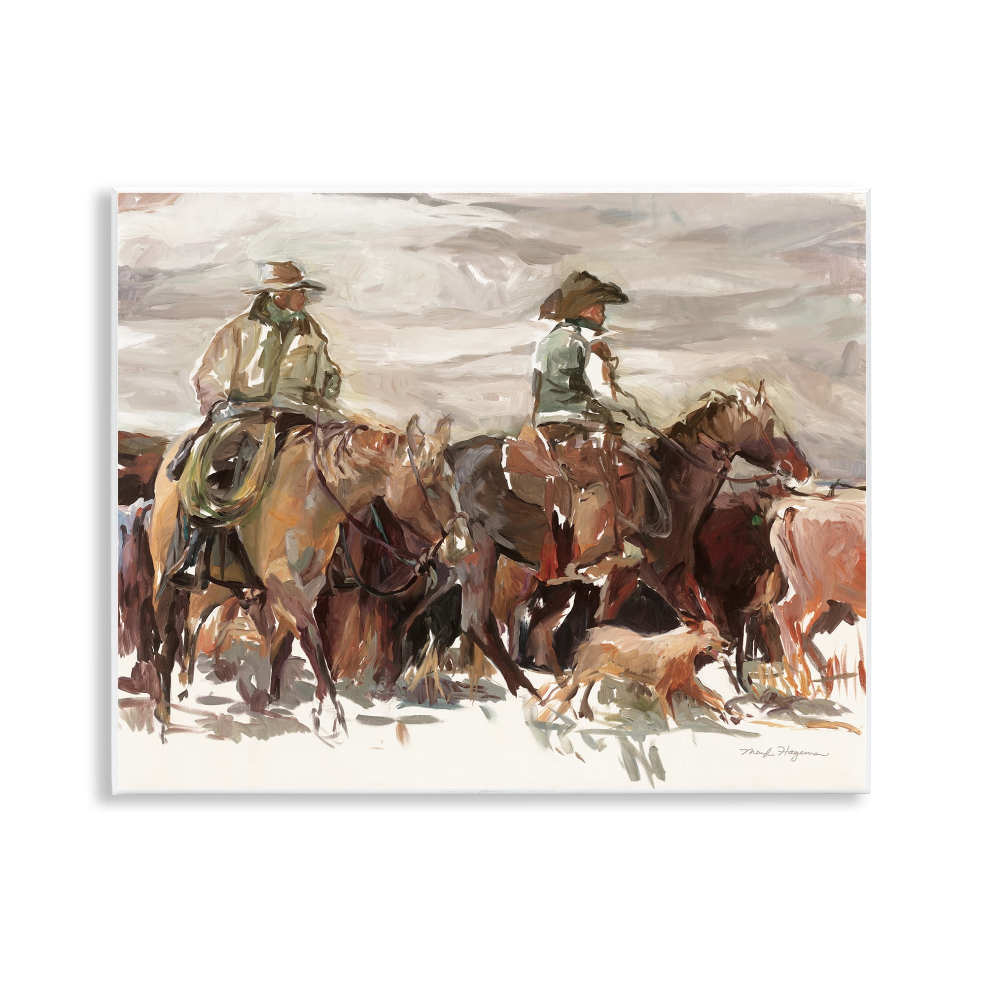 Stupell Industries Round Up Cowboys Animals & Insects Painting Unframed Art Print Wall Art, 14 x 11