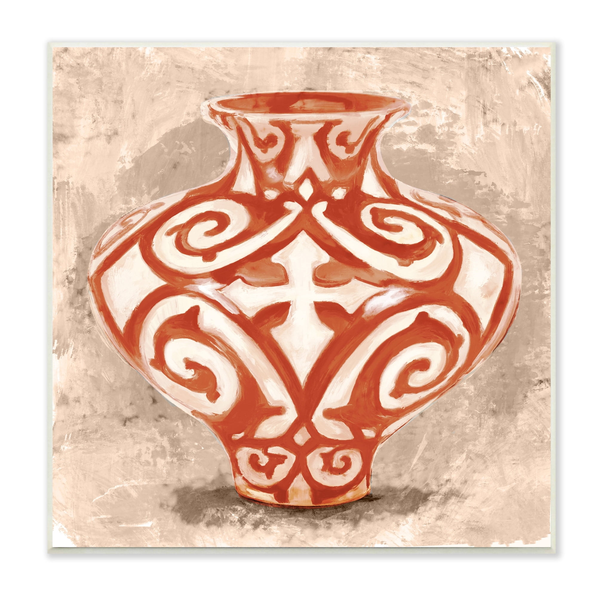 Stupell Industries Round Urn Modern Still Life Bold Red Pattern, 12 x 12,Design by Daphne Polselli
