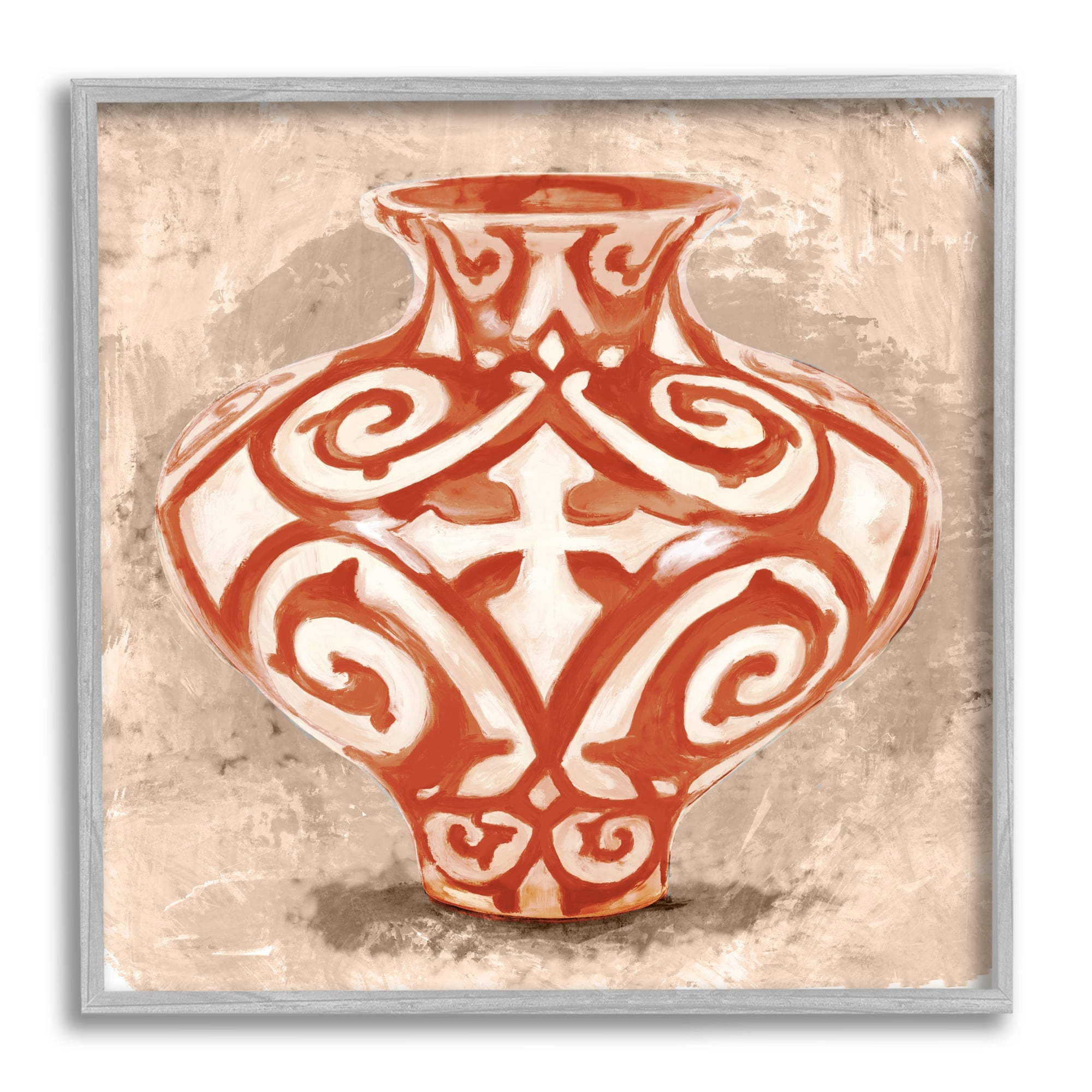 Stupell Industries Round Urn Modern Still Life Bold Red Pattern, 17 x 17,Design by Daphne Polselli