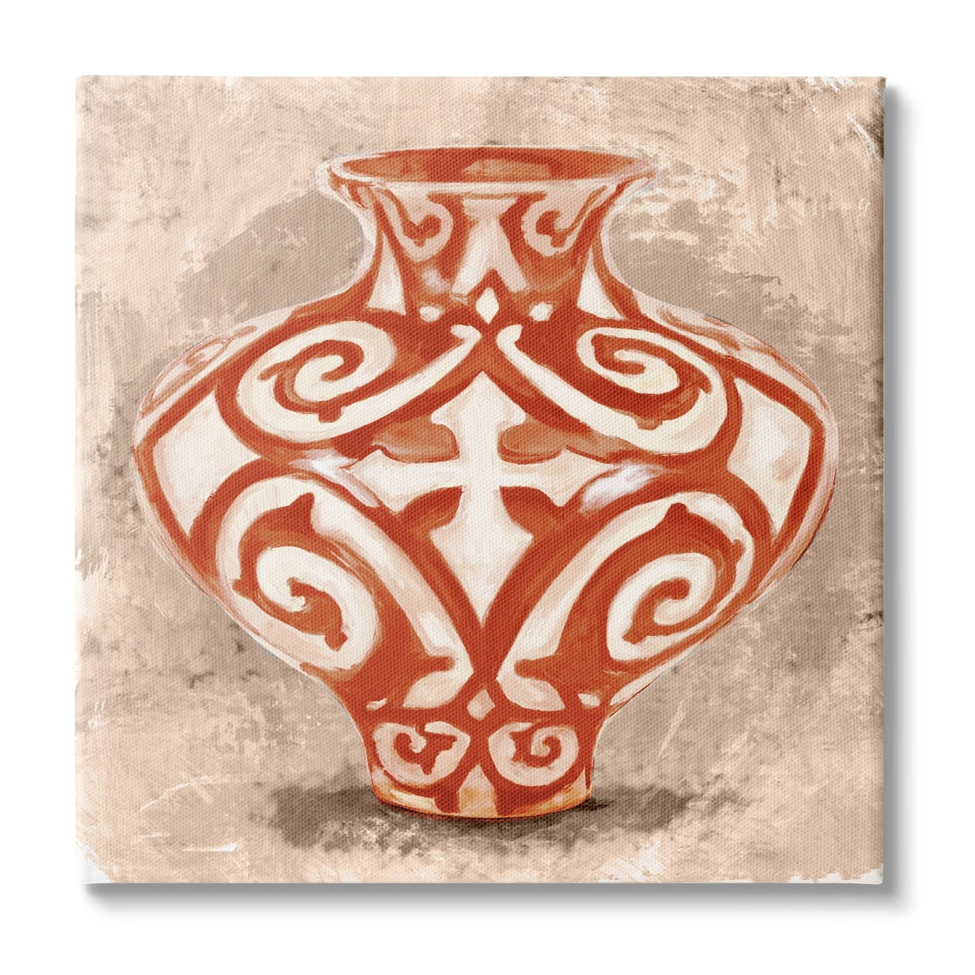 Stupell Industries Round Urn Modern Still Life Bold Red Pattern, 24 x 24,Design by Daphne Polselli
