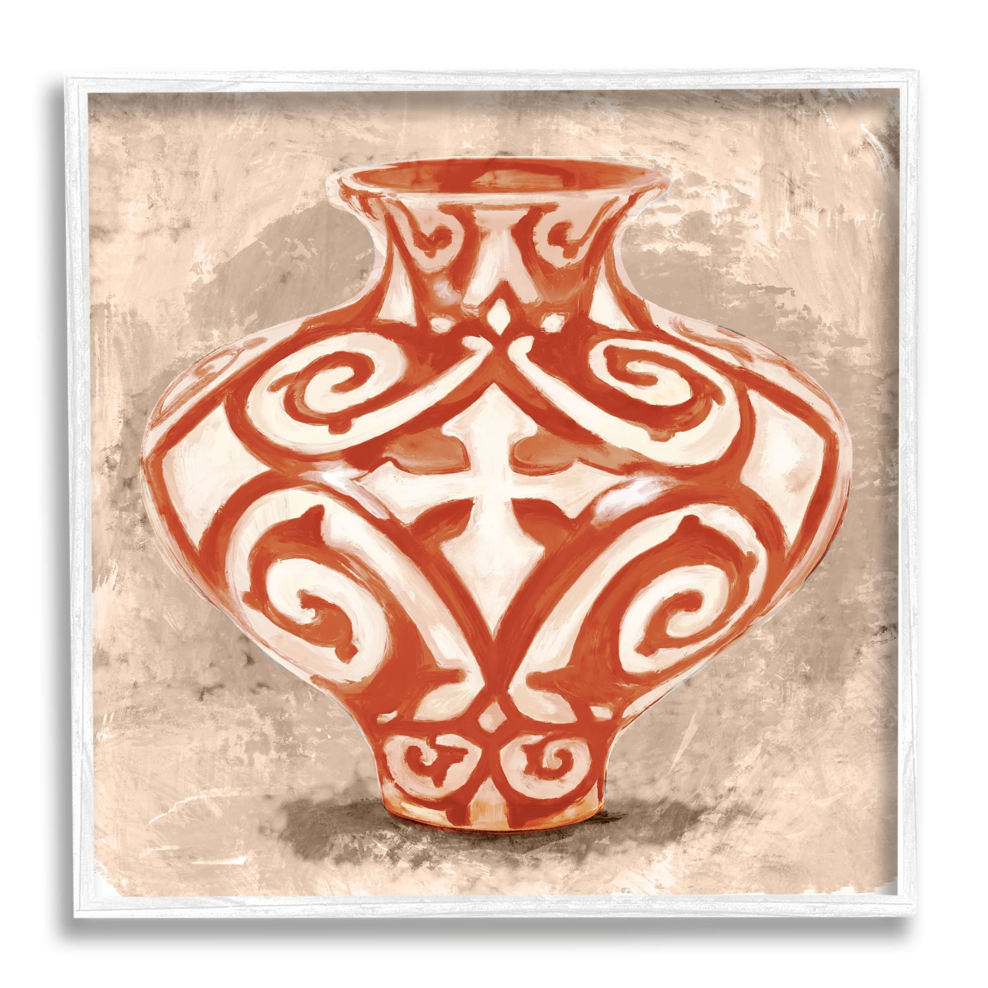 Stupell Industries Round Urn Modern Still Life Bold Red Pattern, 24 x 24,Design by Daphne Polselli