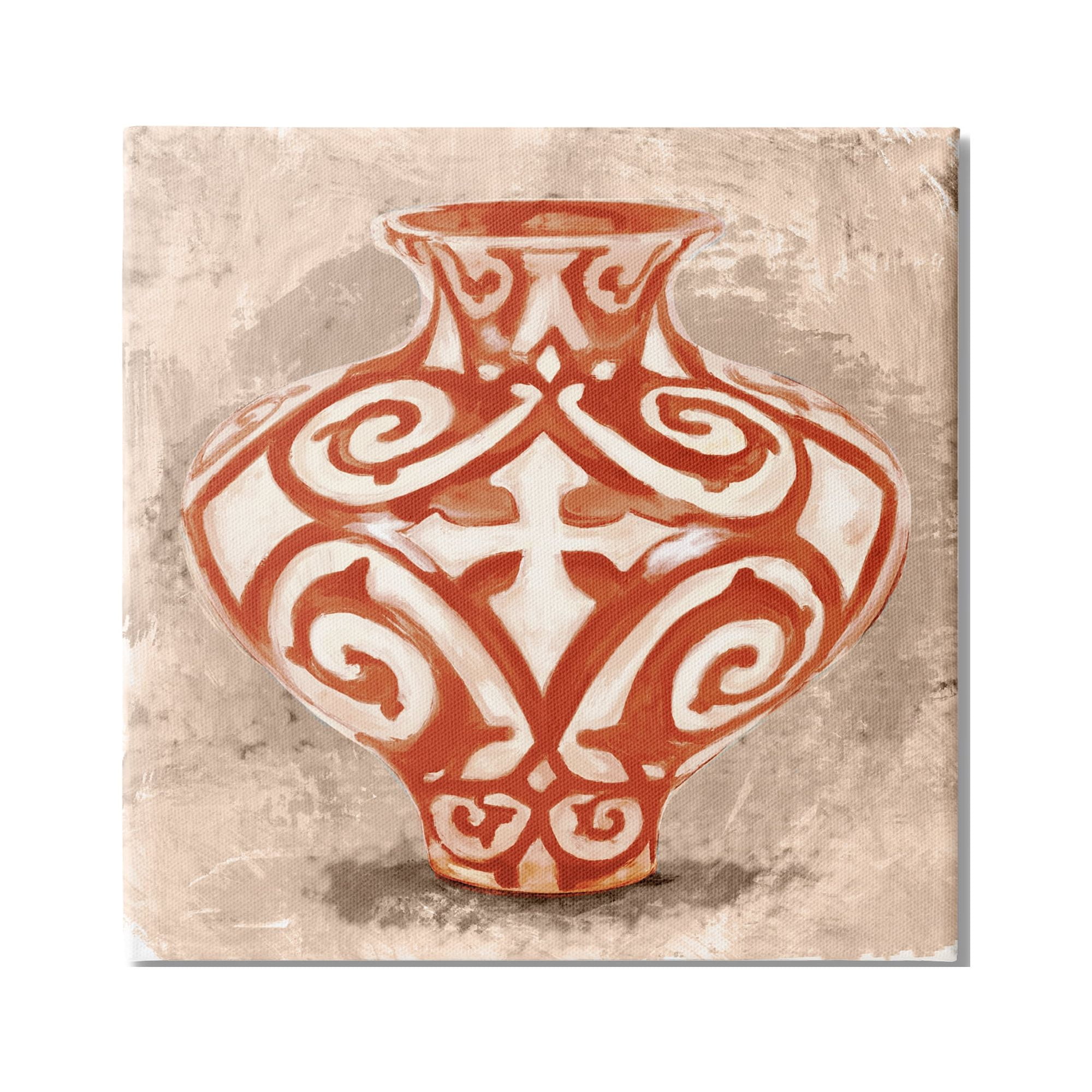 Stupell Industries Round Urn Modern Still Life Bold Red Pattern, 36 x 36,Design by Daphne Polselli