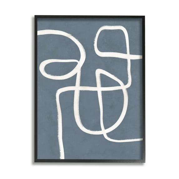 Stupell Industries Round White Squiggles Contemporary Abstract Design Graphic Art Black Framed Art Print Wall Art, Design by Nina Blue