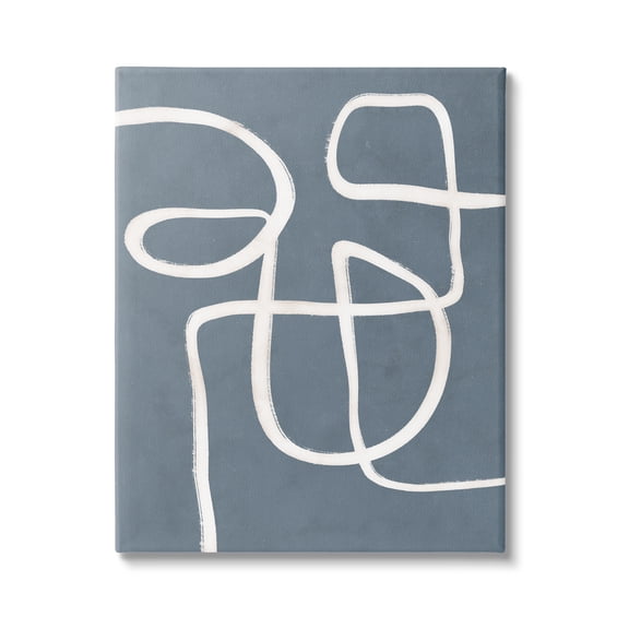 Stupell Industries Round White Squiggles Contemporary Abstract Design Graphic Art Gallery Wrapped Canvas Print Wall Art, Design by Nina Blue