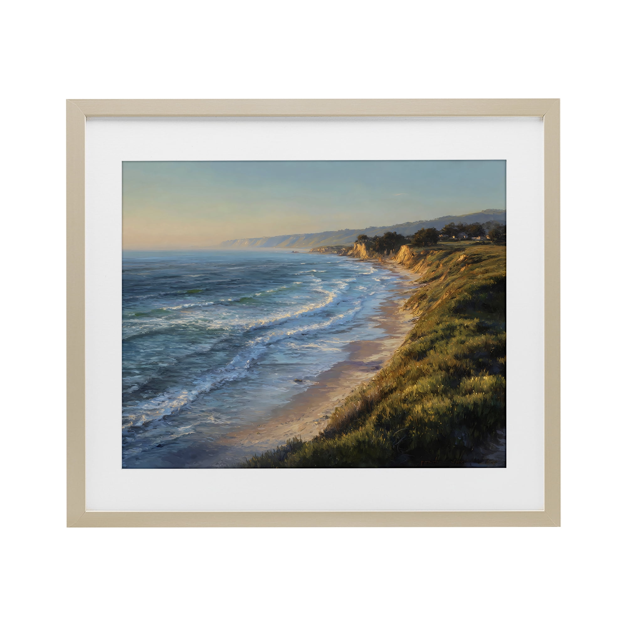 Stupell Industries Rounded Coastline View Birch Framed Print Under Glass, design by Franklyn Gregory