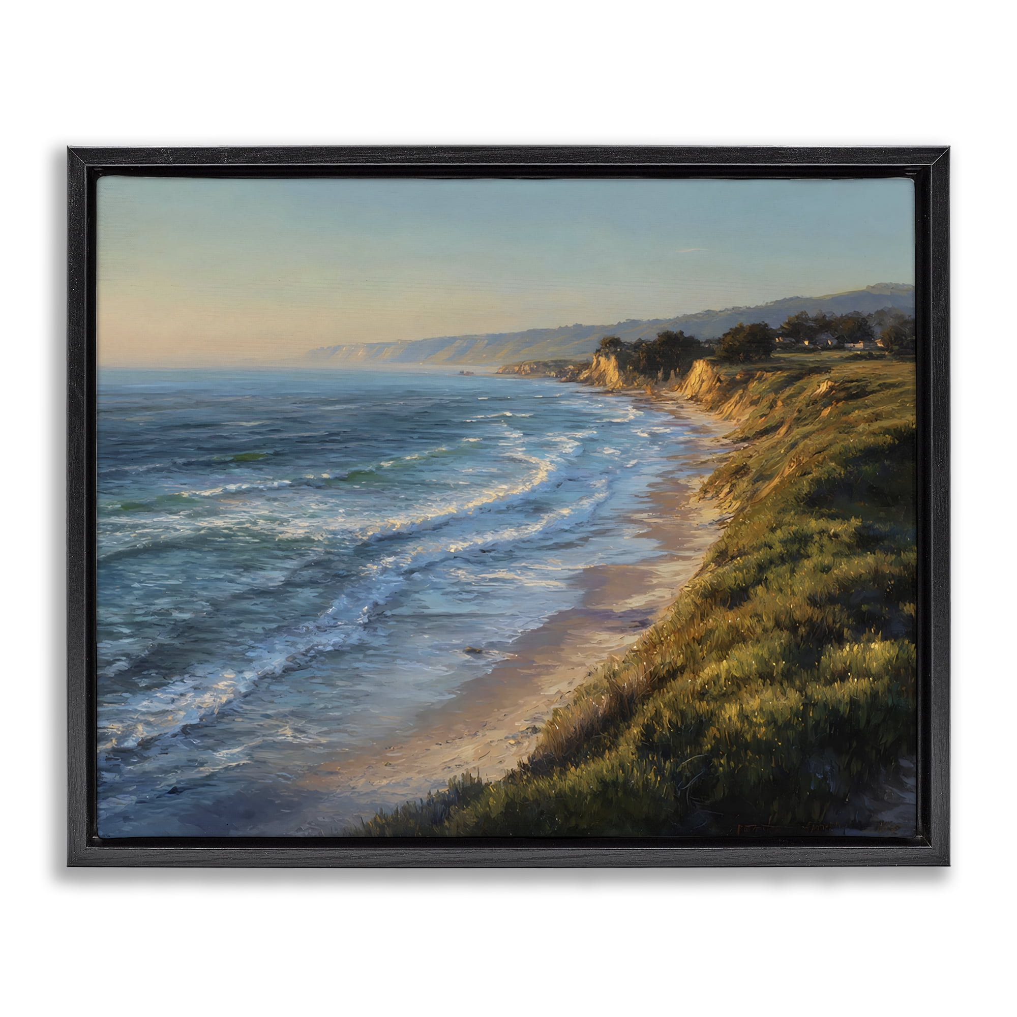 Stupell Industries Rounded Coastline View Black Framed Floater Canvas Wall Art, design by Franklyn Gregory