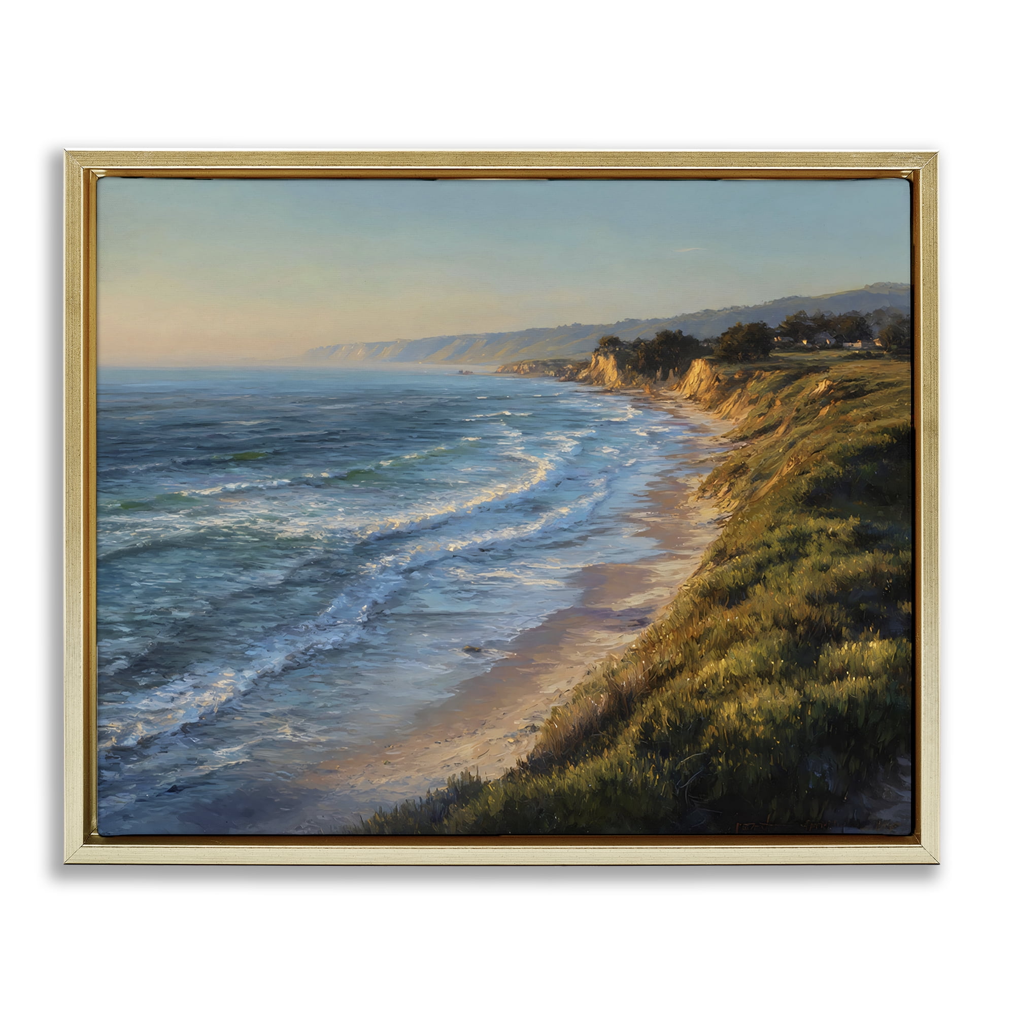 Stupell Industries Rounded Coastline View Gold Framed Floater Canvas Wall Art, design by Franklyn Gregory