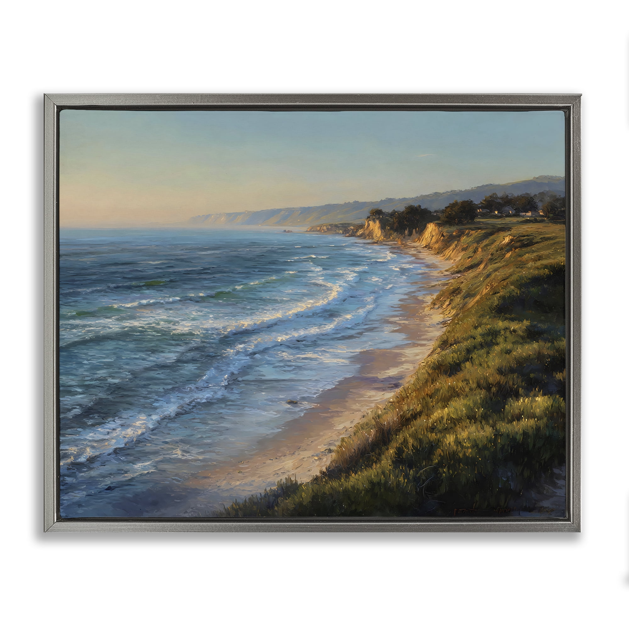 Stupell Industries Rounded Coastline View Gray Framed Floater Canvas Wall Art, design by Franklyn Gregory