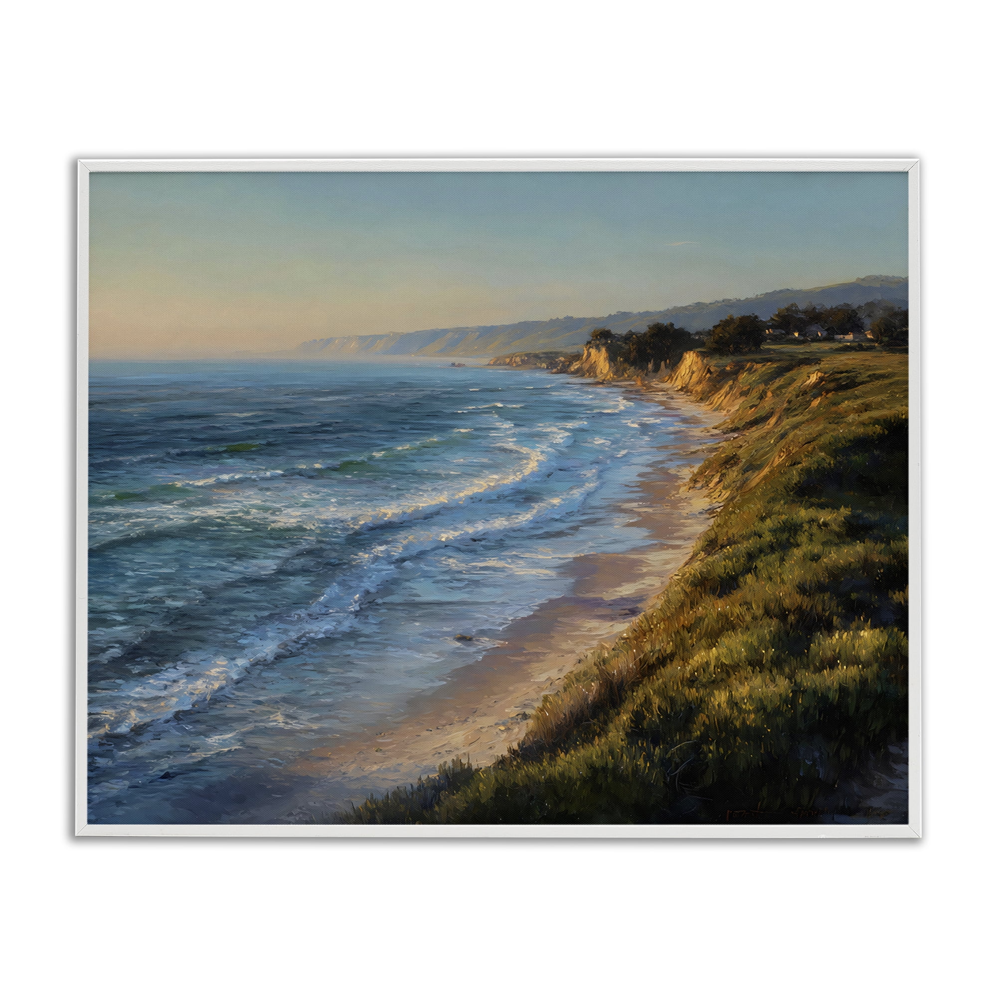 Stupell Industries Rounded Coastline View White Framed Giclee Art, design by Franklyn Gregory