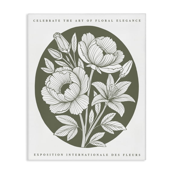 Stupell Industries Rounded Green Iris Blossoms Floral Painting Wrapped Canvas Canvas Art Print Wall Art, 36 x 48