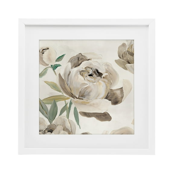 Stupell Industries Rounded Lustrous Peonies White Framed Print Under Glass design by Aria K., 13 x 13