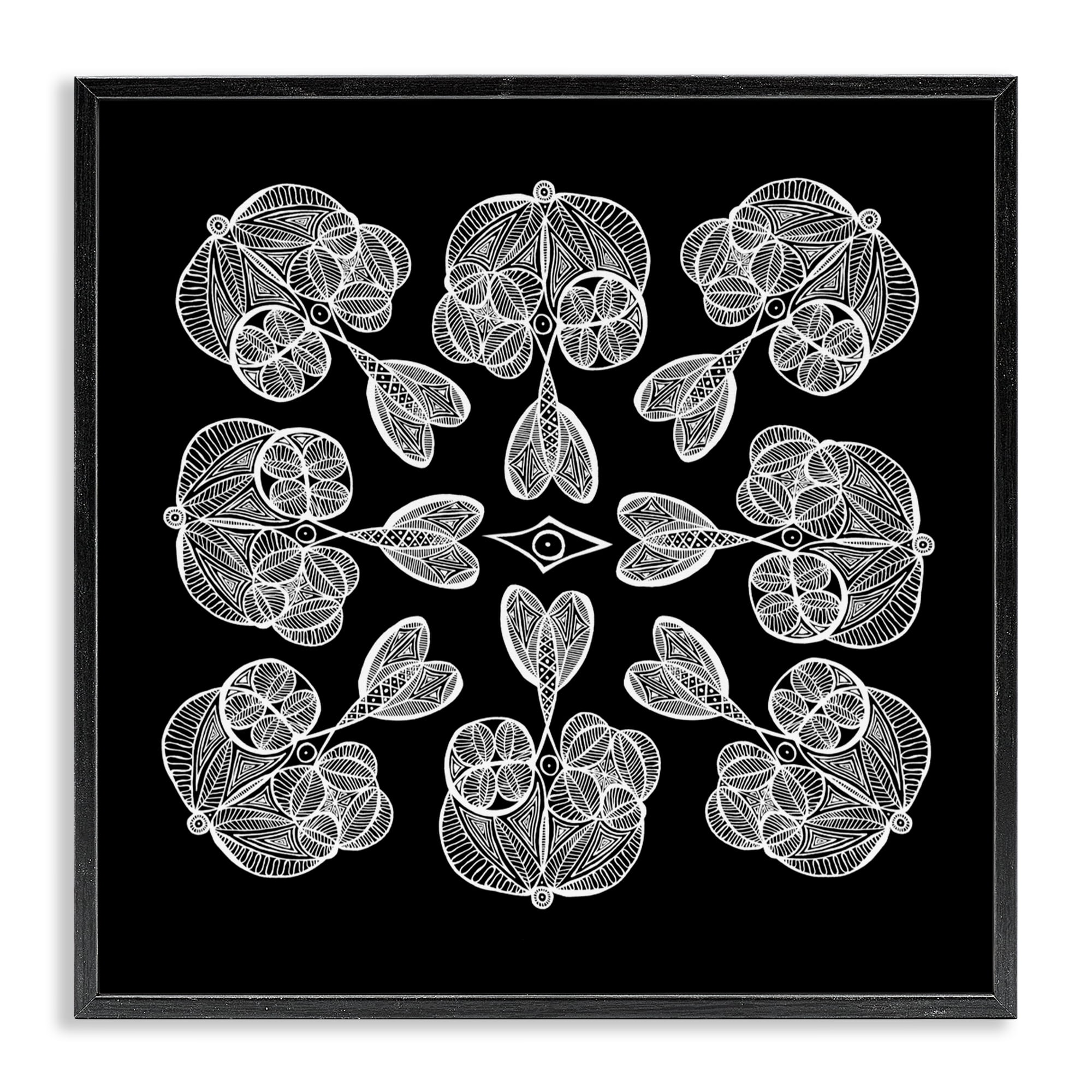 Stupell Industries Rounded Symmetry Elementals Black Framed Giclee Art, design by El Perkin