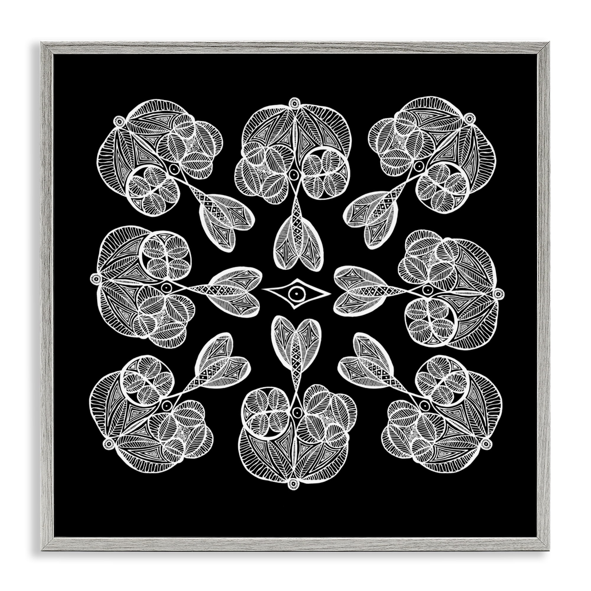 Stupell Industries Rounded Symmetry Elementals Gray Framed Giclee Art, design by El Perkin