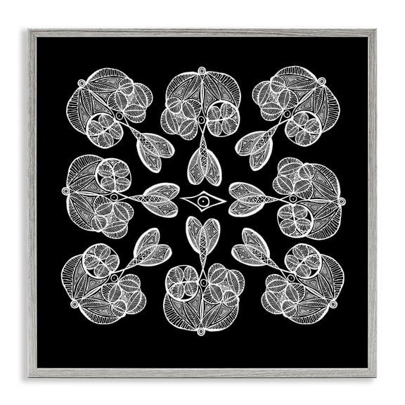 Stupell Industries Rounded Symmetry Elementals Gray Framed Giclee Art, design by El Perkin