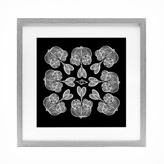 Stupell Industries Rounded Symmetry Elementals Gray Framed Print Under Glass, design by El Perkin