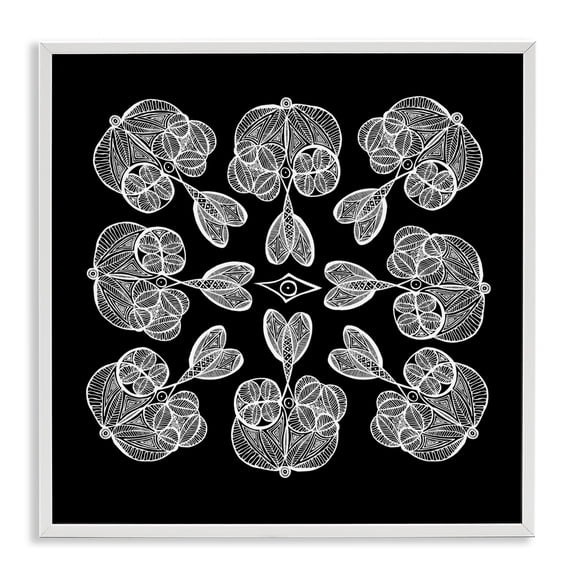 Stupell Industries Eclectic Rounded Symmetry Elementals White Framed Giclee Art, 24 x 24, by El Perkin