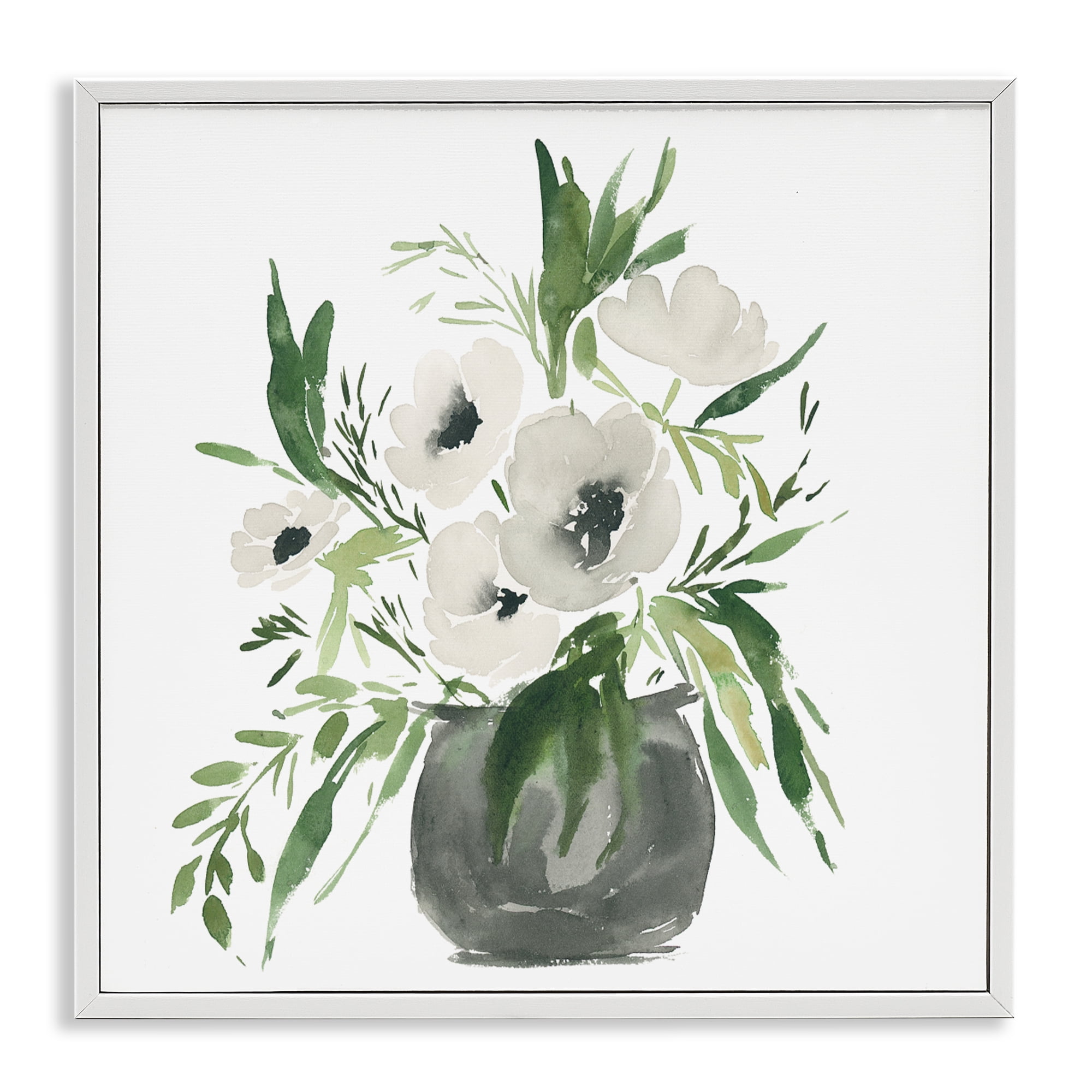 Stupell Industries Rounded White Anemones White Framed Giclee Art, design by Lucille Price