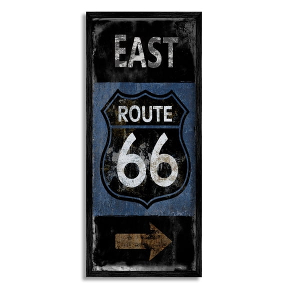 Stupell Industries Route 66 Highway Symbol Blue Right Arrow Directional, 13 x 30, Designed by Luke Wilson